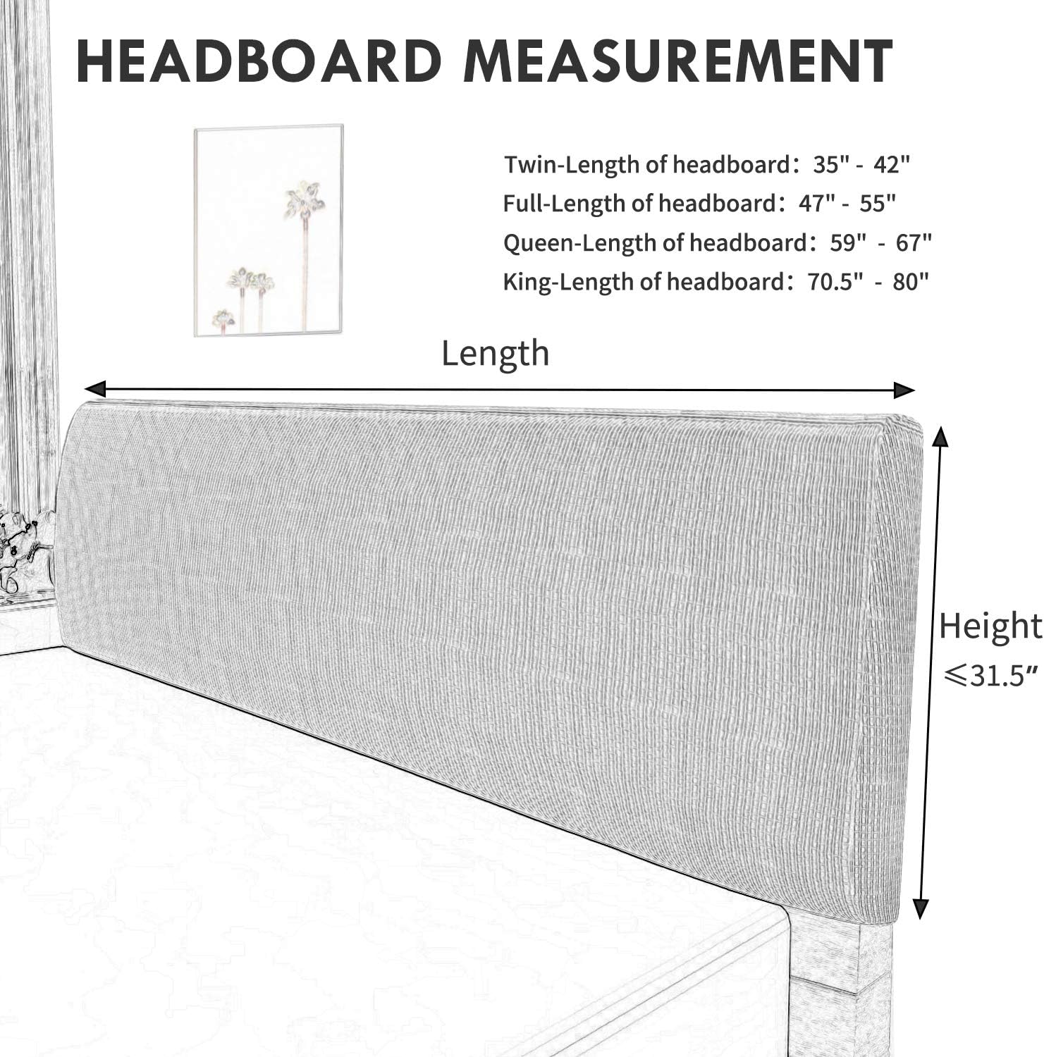 Easy-Going Stretch Bed Headboard Cover Full Size Light Gray