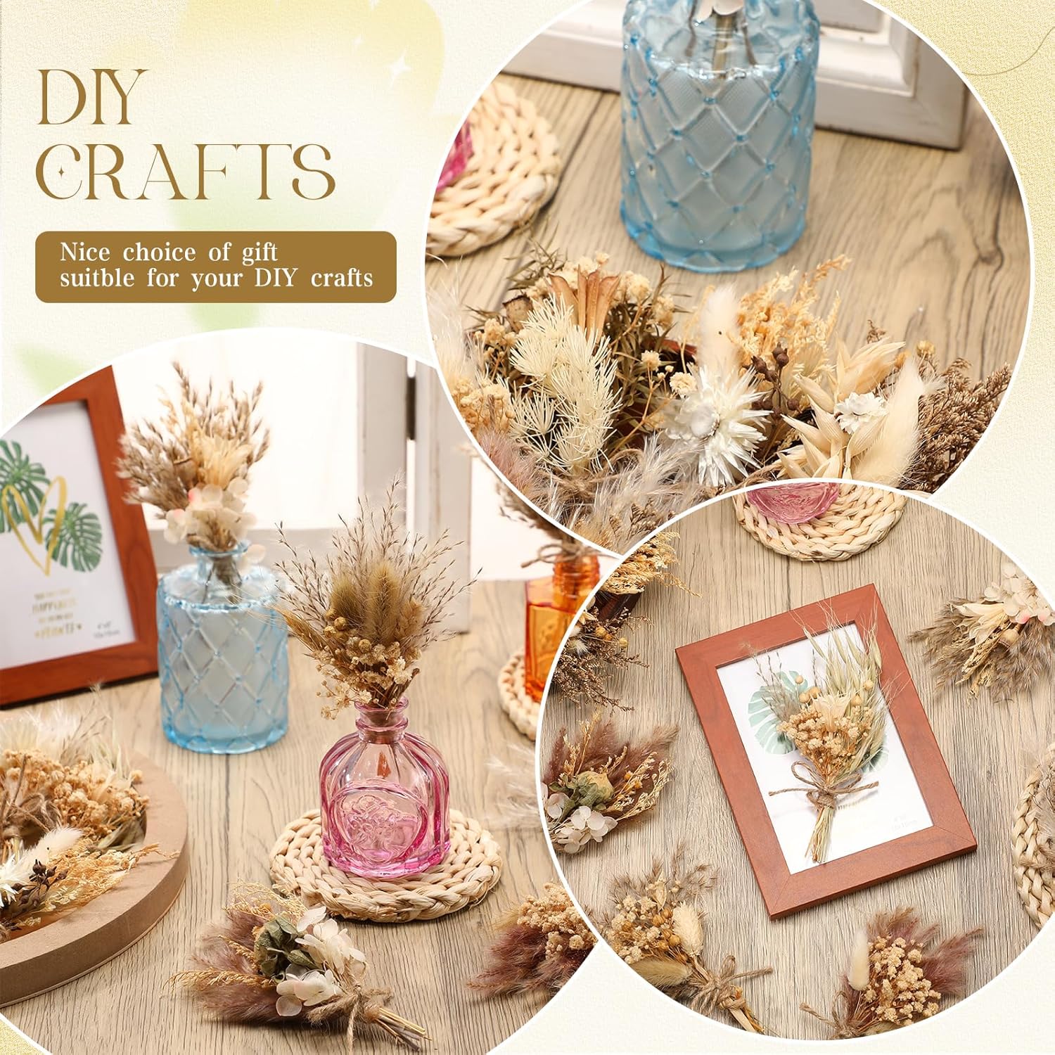 Layhit 12 Pack Mini Boho Dried Flower Bouquets Wedding Decor