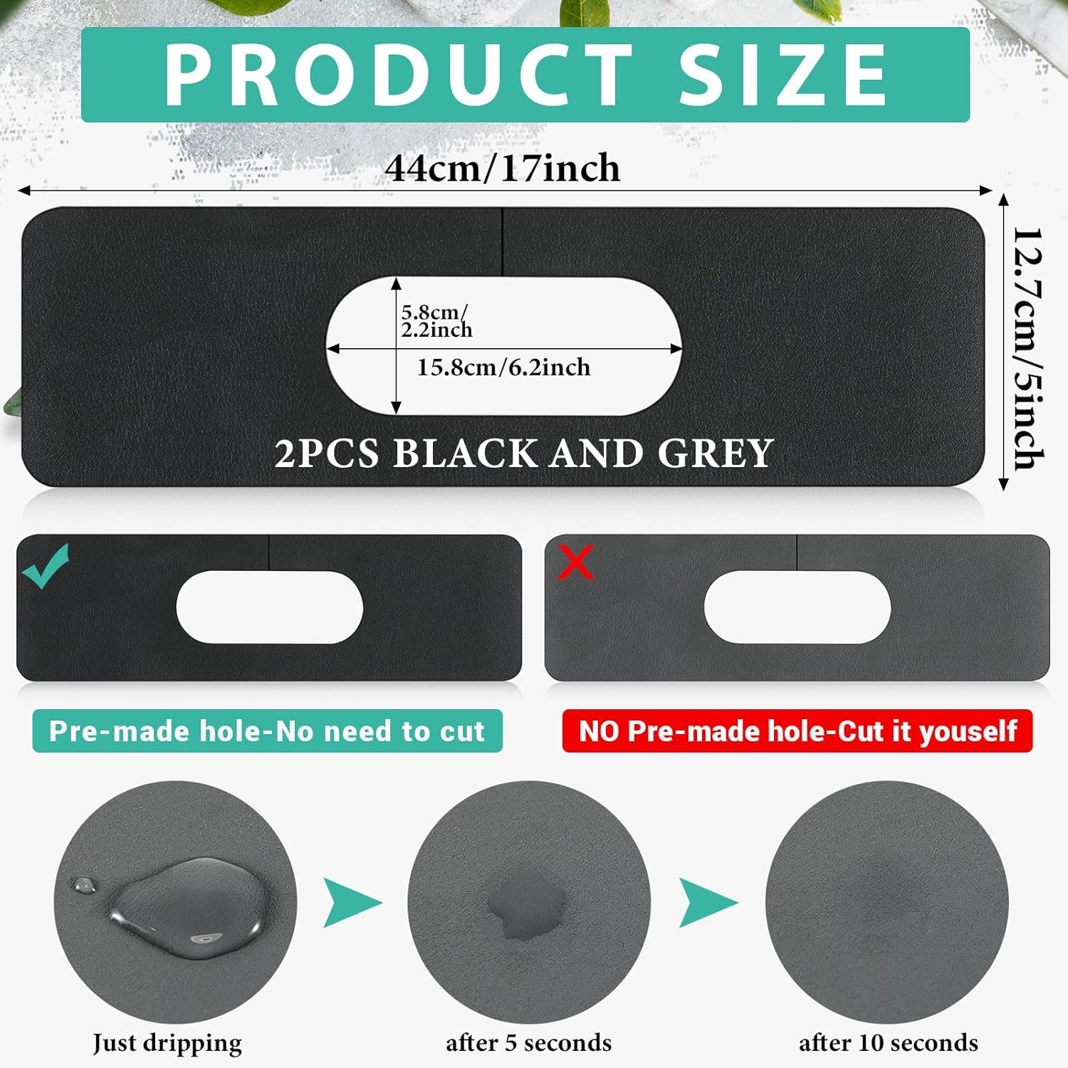 Tioncy 2 Pcs Faucet Mat Splash Guard for Kitchen Sink and Bathroom