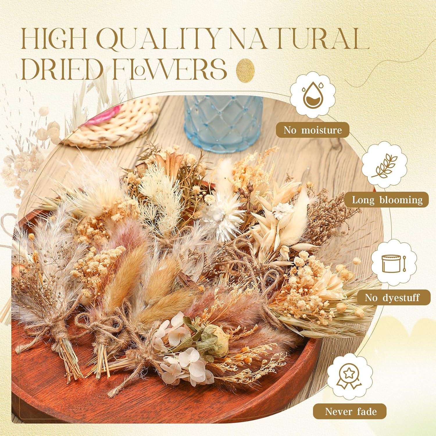 Layhit 12 Pack Mini Boho Dried Flower Bouquets Wedding Decor