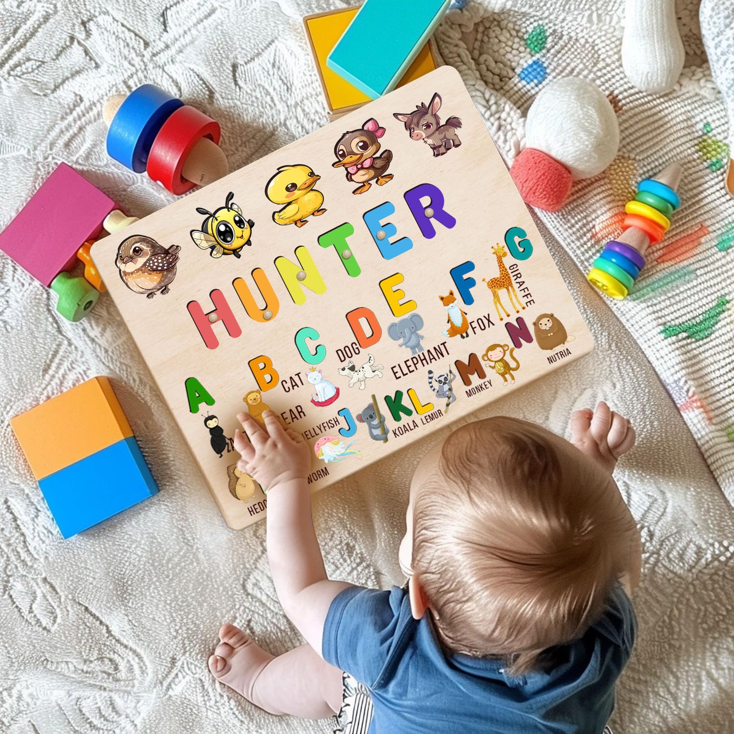Personalized Wooden Name Puzzle for Baby Boy and Girl