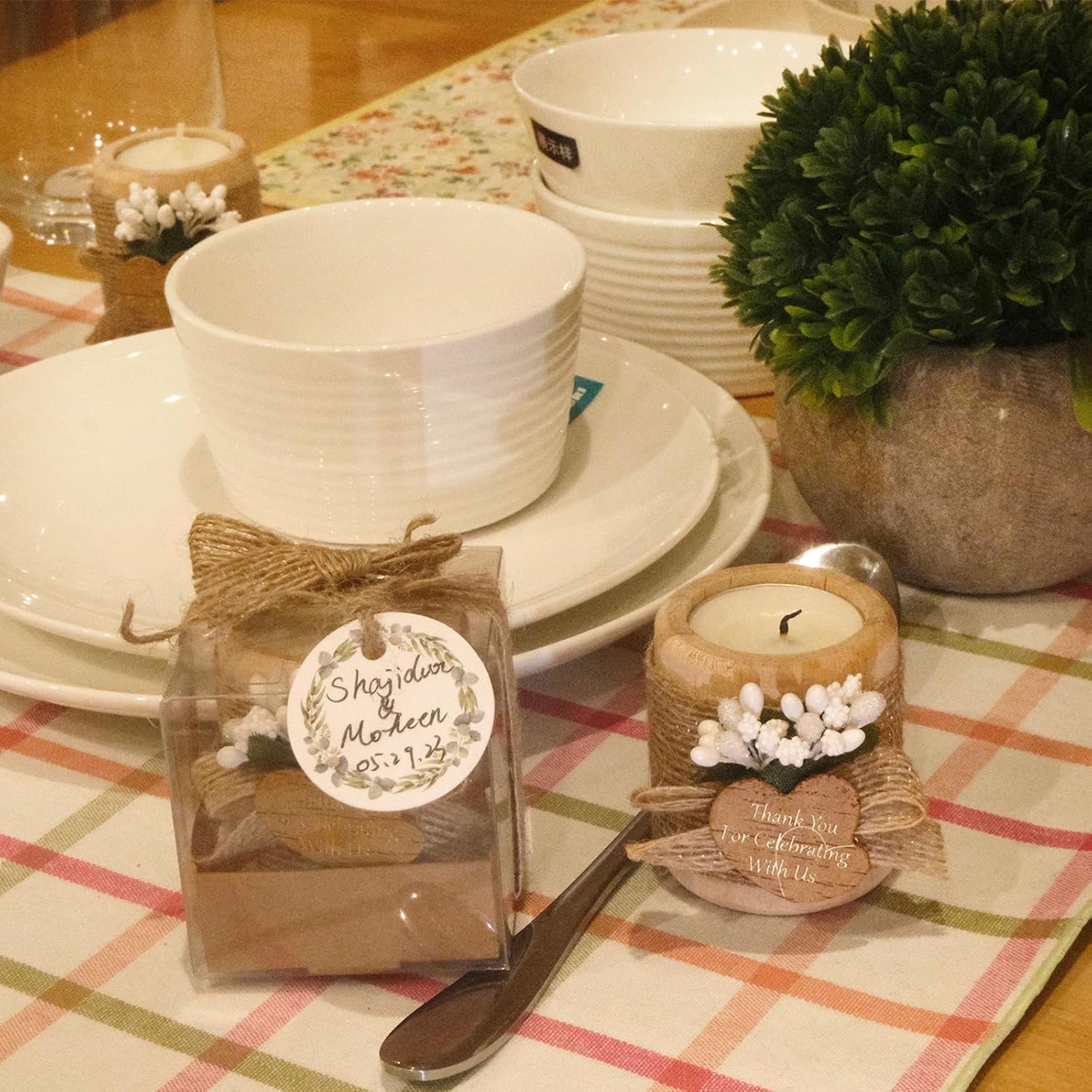 12PCS Wooden Tealight Candle Holders Wedding Favors