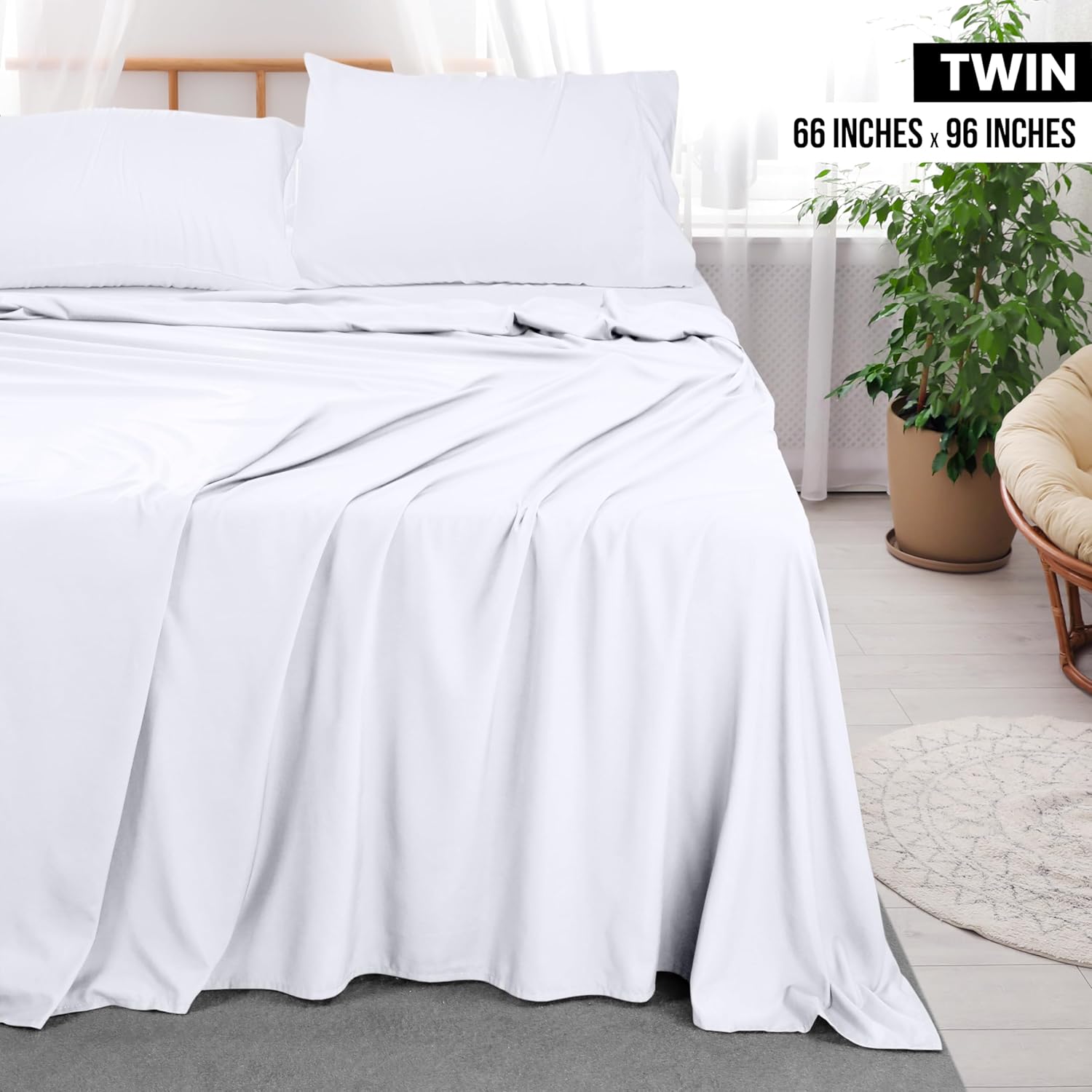 Utopia Bedding Flat Sheets 6 Pack Twin Size White