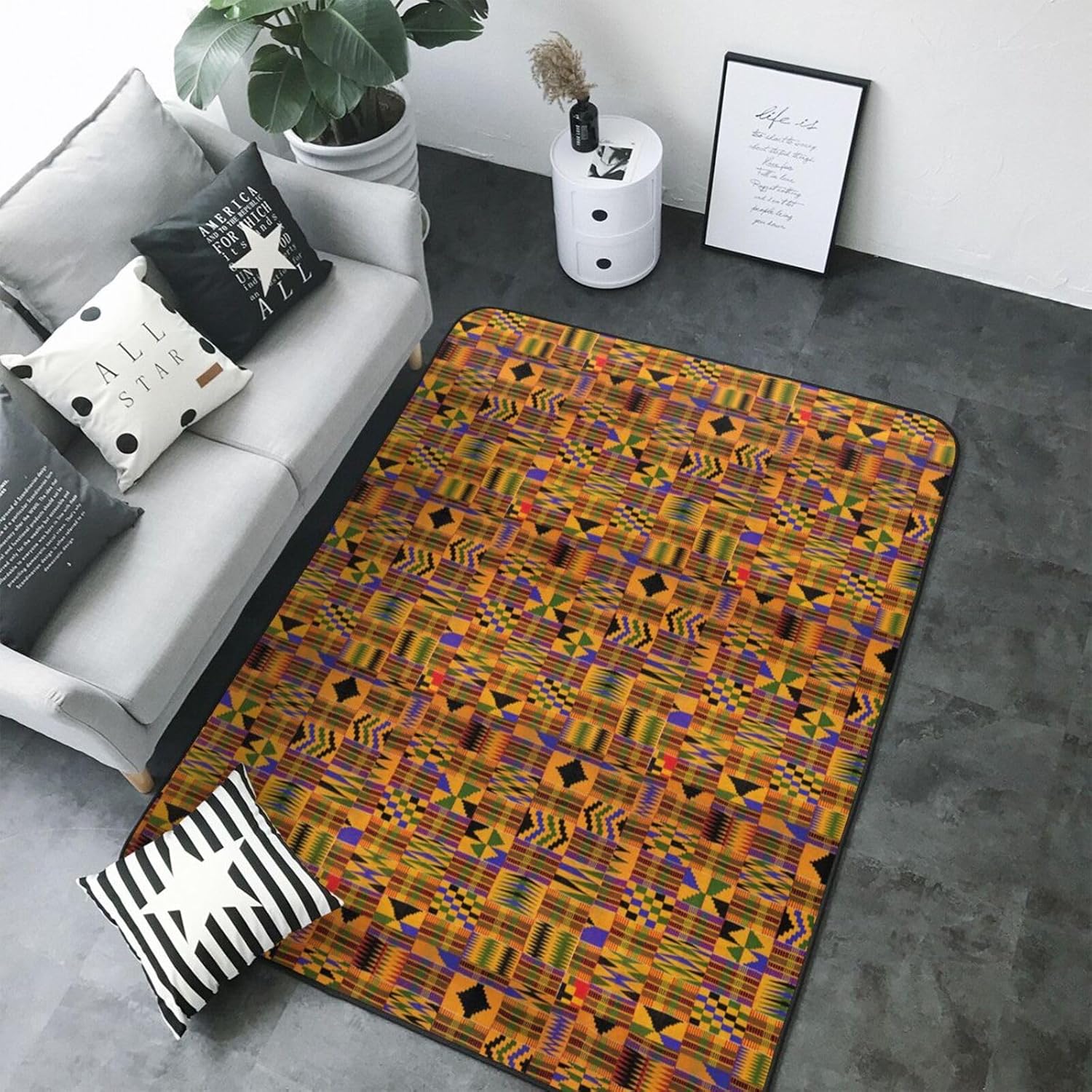African Tribal Pattern Flannel Non-Slip Floor Mat 80x58in