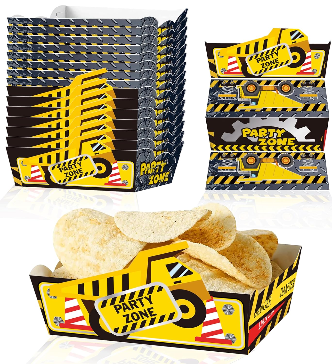 24 Pcs Construction Themed Snack Bowls Party Supplies