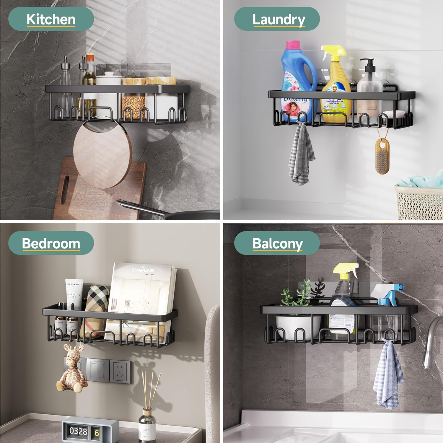 Veken 6-Pack Stainless Steel Shower Caddy Set