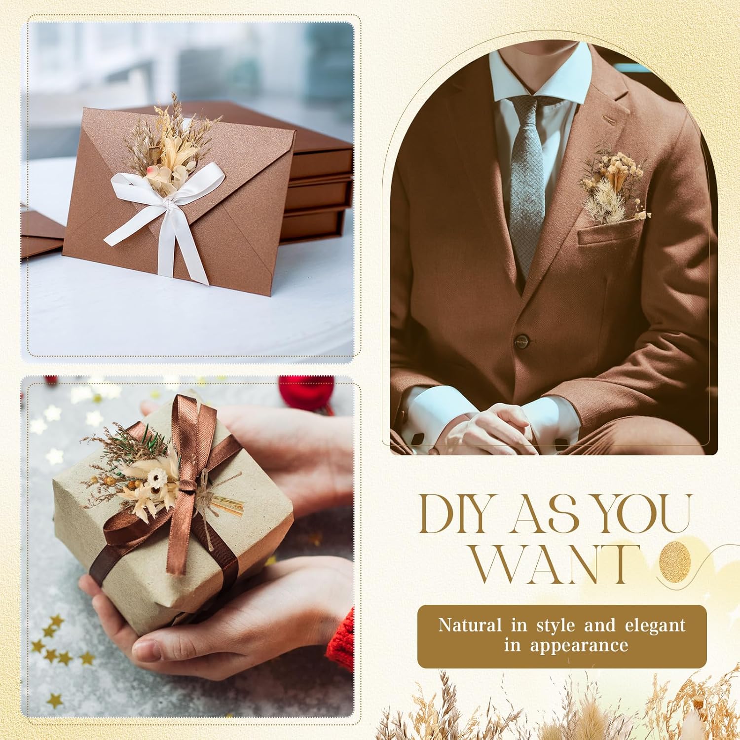 Layhit 12 Pack Mini Boho Dried Flower Bouquets Wedding Decor