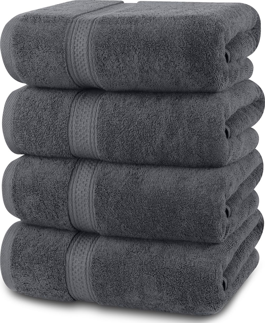 Utopia Towels 4 Pack Premium Bath Towels Set Grey