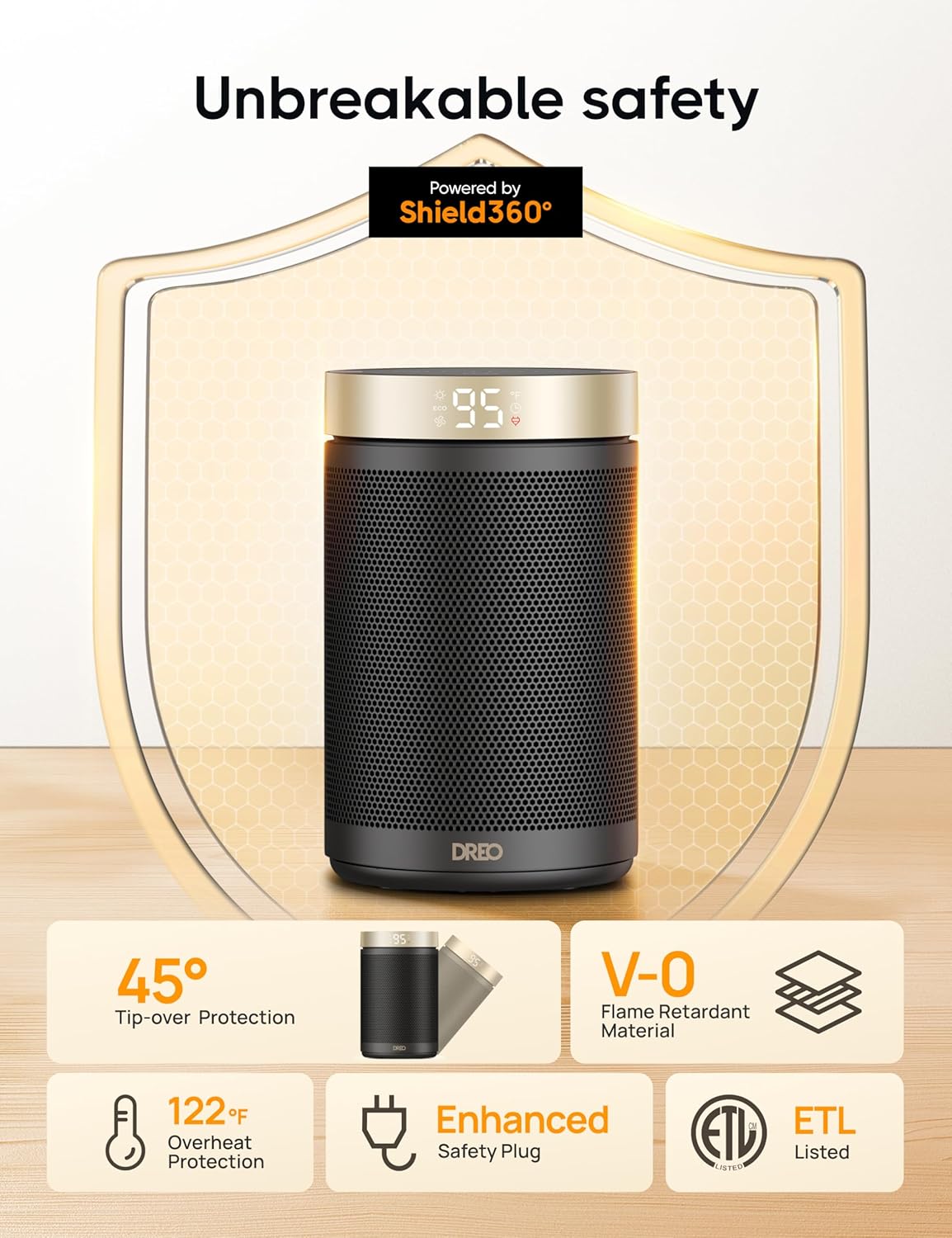 Dreo Space Heater Portable 1500W PTC Ceramic with Thermostat and Remote