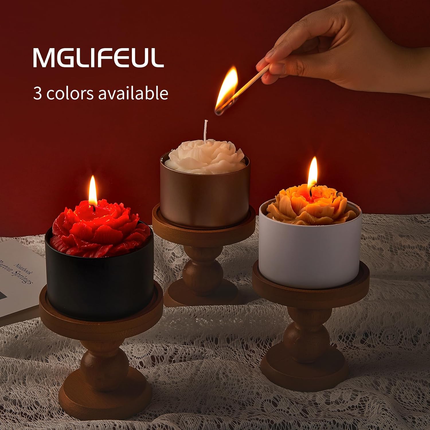 Sturdy Metal Candle Tins with Wooden Lids 4oz 8oz 12pcs Black