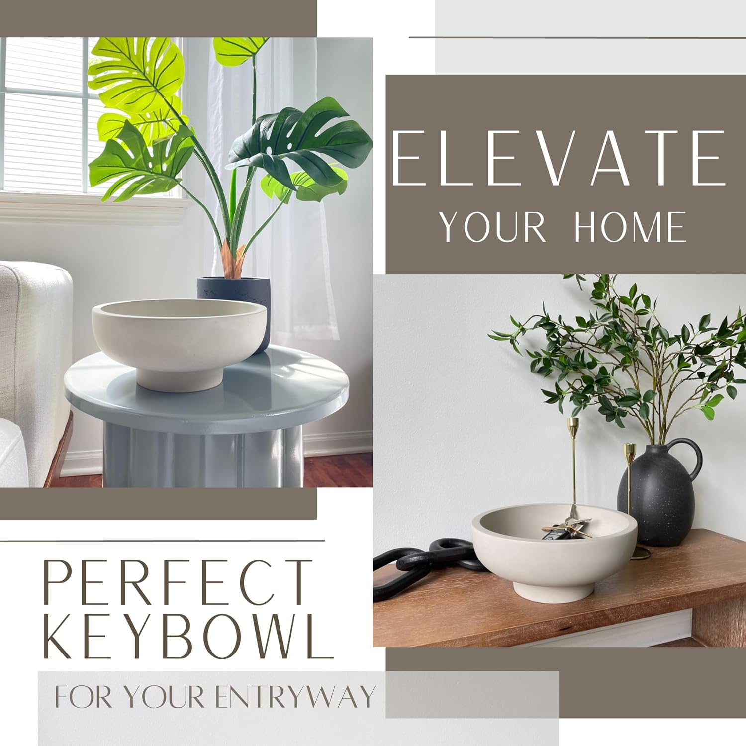 OAKOA Concrete Fruit Bowl for Kitchen Counter
