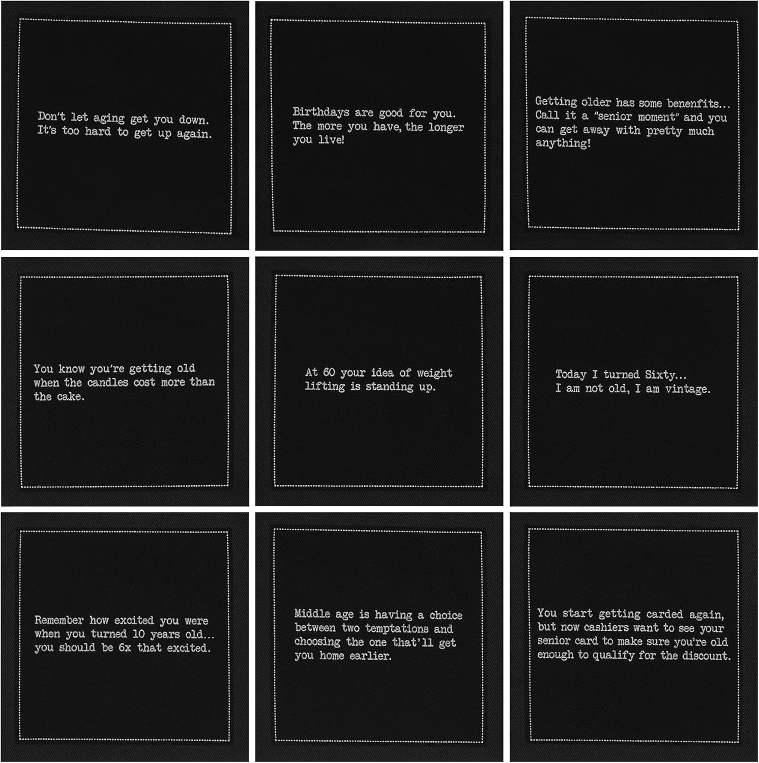 Five Star Napkins 60th Birthday Quotes Black Cotton Cocktail Napkins