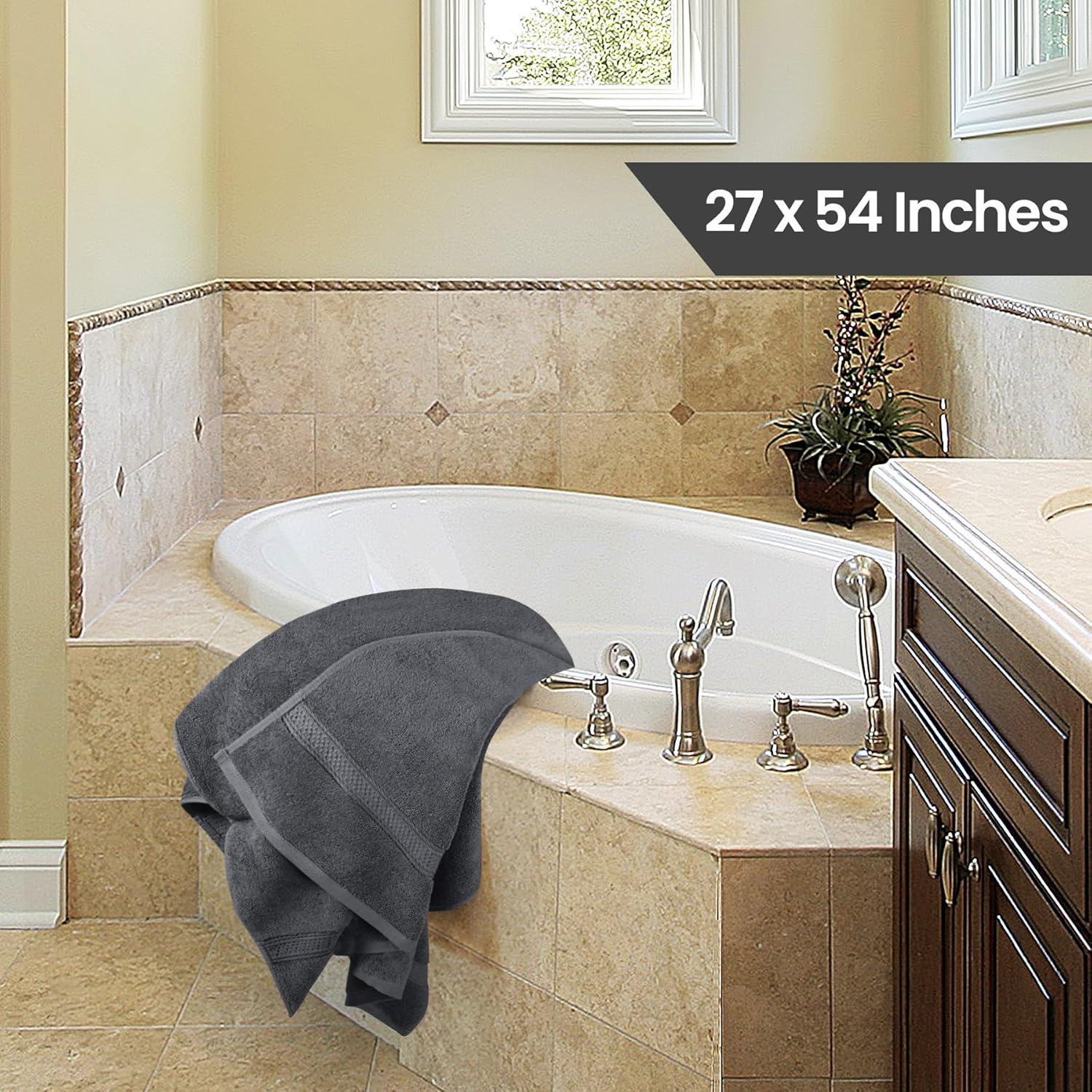 Utopia Towels 4 Pack Premium Bath Towels Set Grey