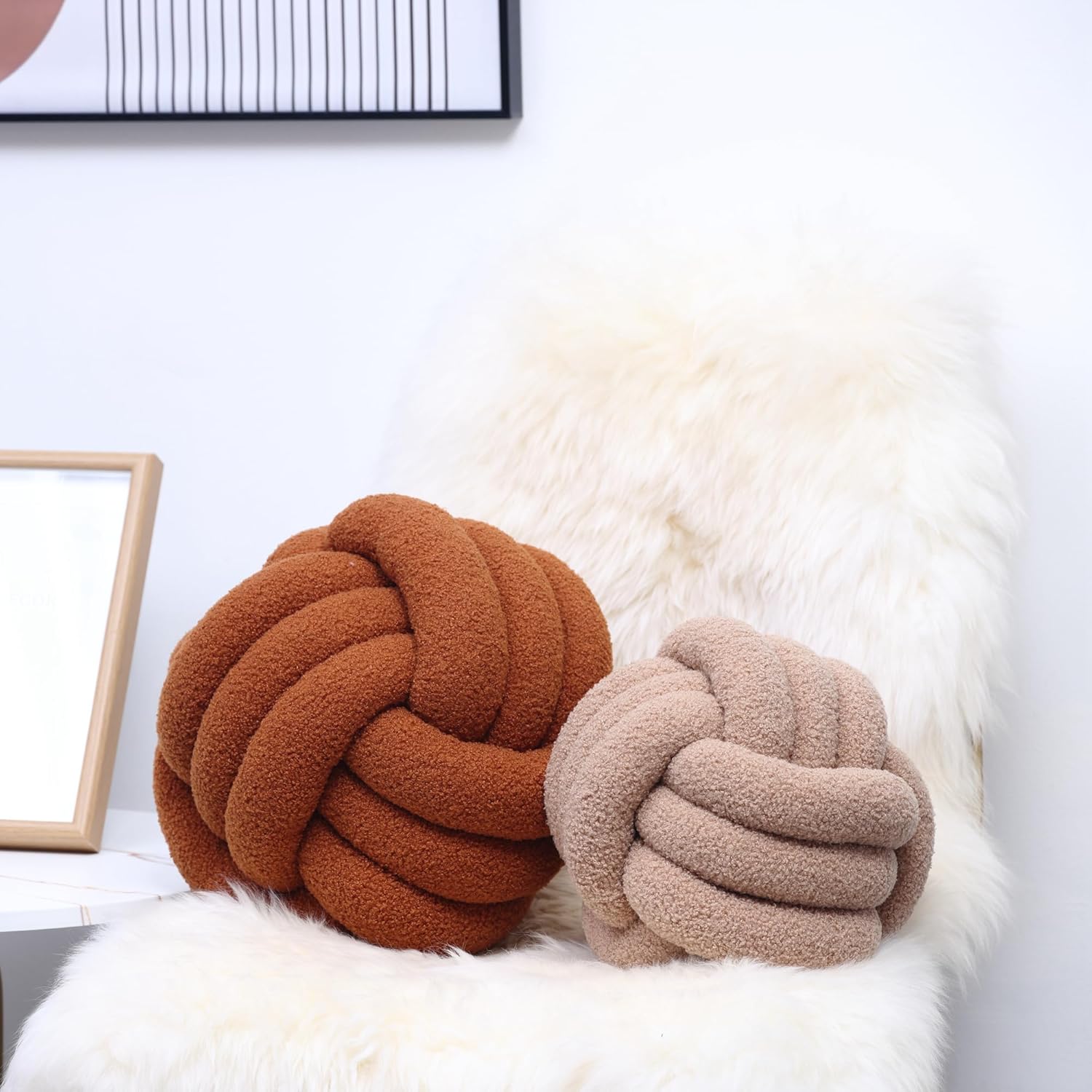 Petrella Knot Pillow Ball Round Throw Pillow Home Decor Cushion