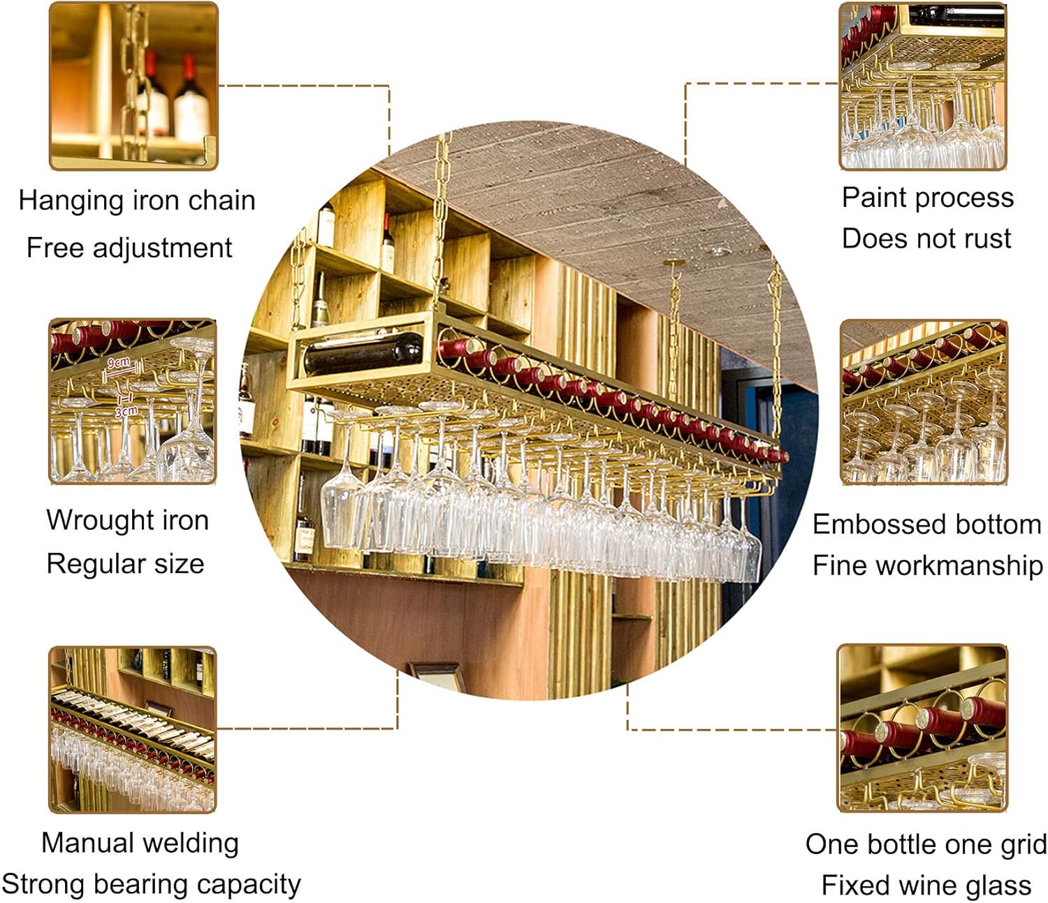 ShyhHts Wall Mounted Wine Rack - 120cm Durable Adjustable Holder