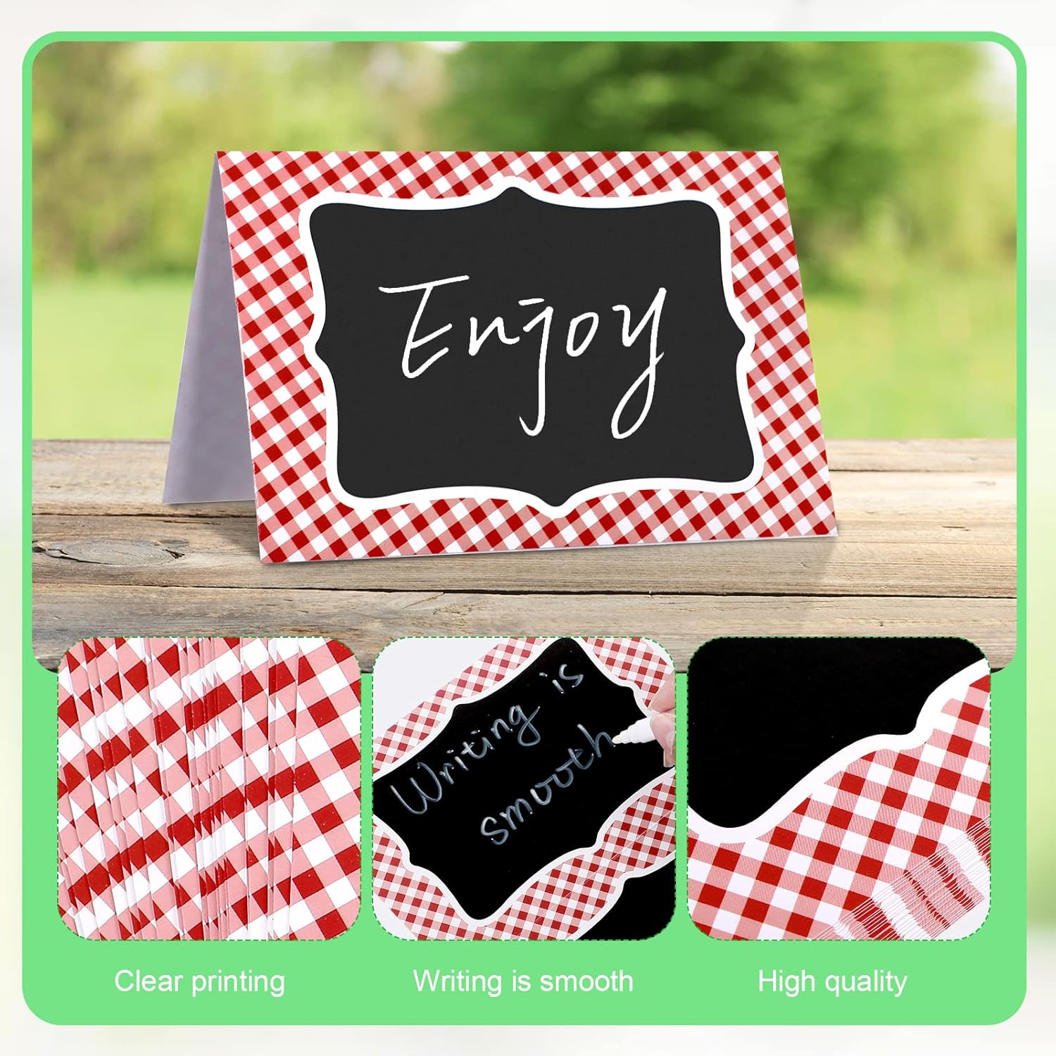 TaoBary 24 Pcs Red Gingham Chalkboard Party Decorations