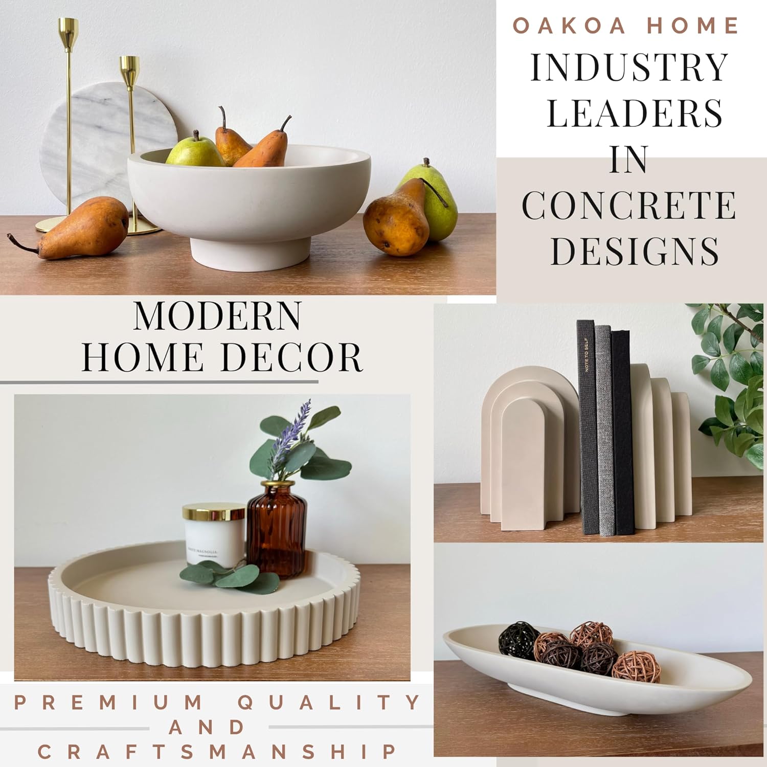 OAKOA Concrete Fruit Bowl for Kitchen Counter