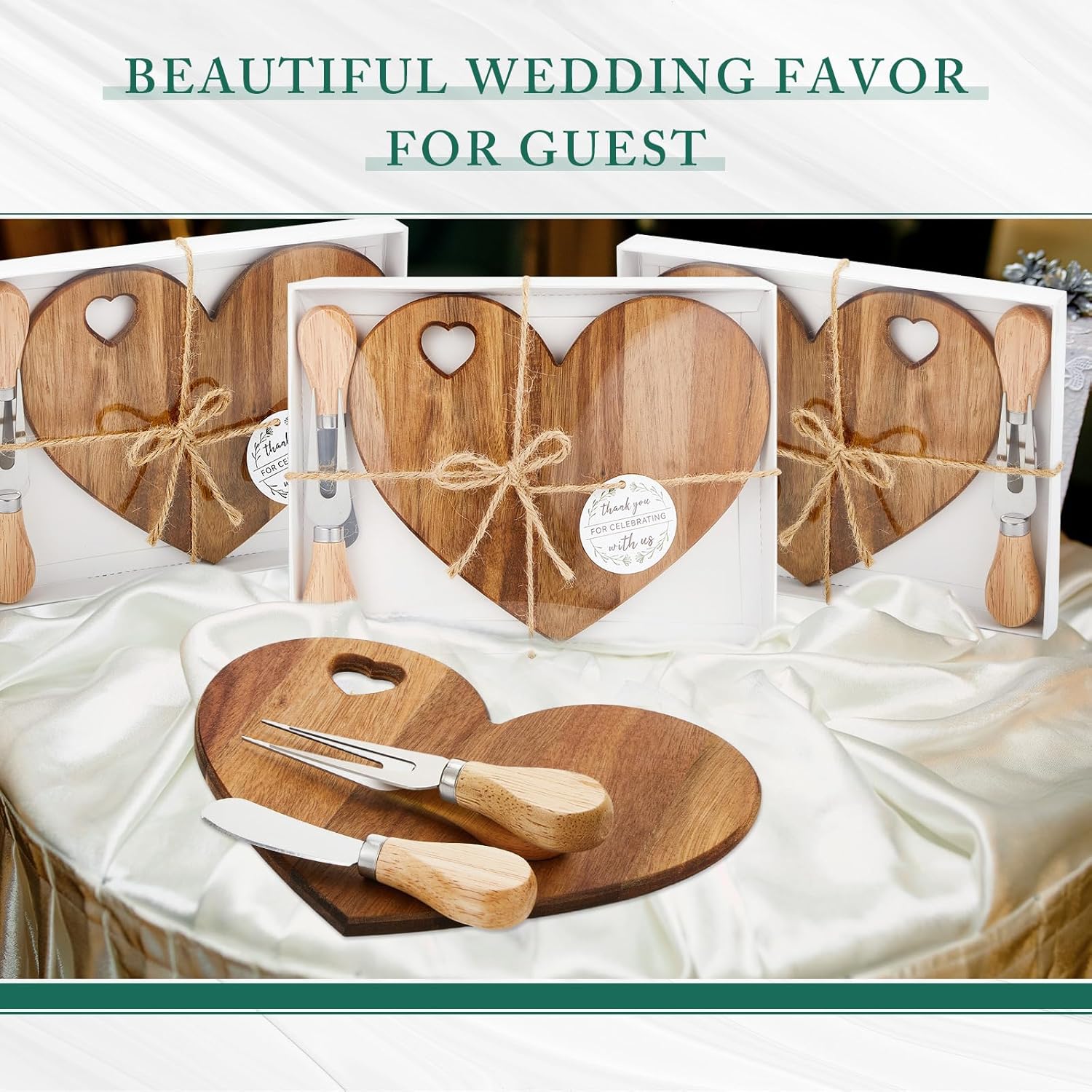 Patelai 36 Set Bridal Shower Favor Heart Cheese Board Set