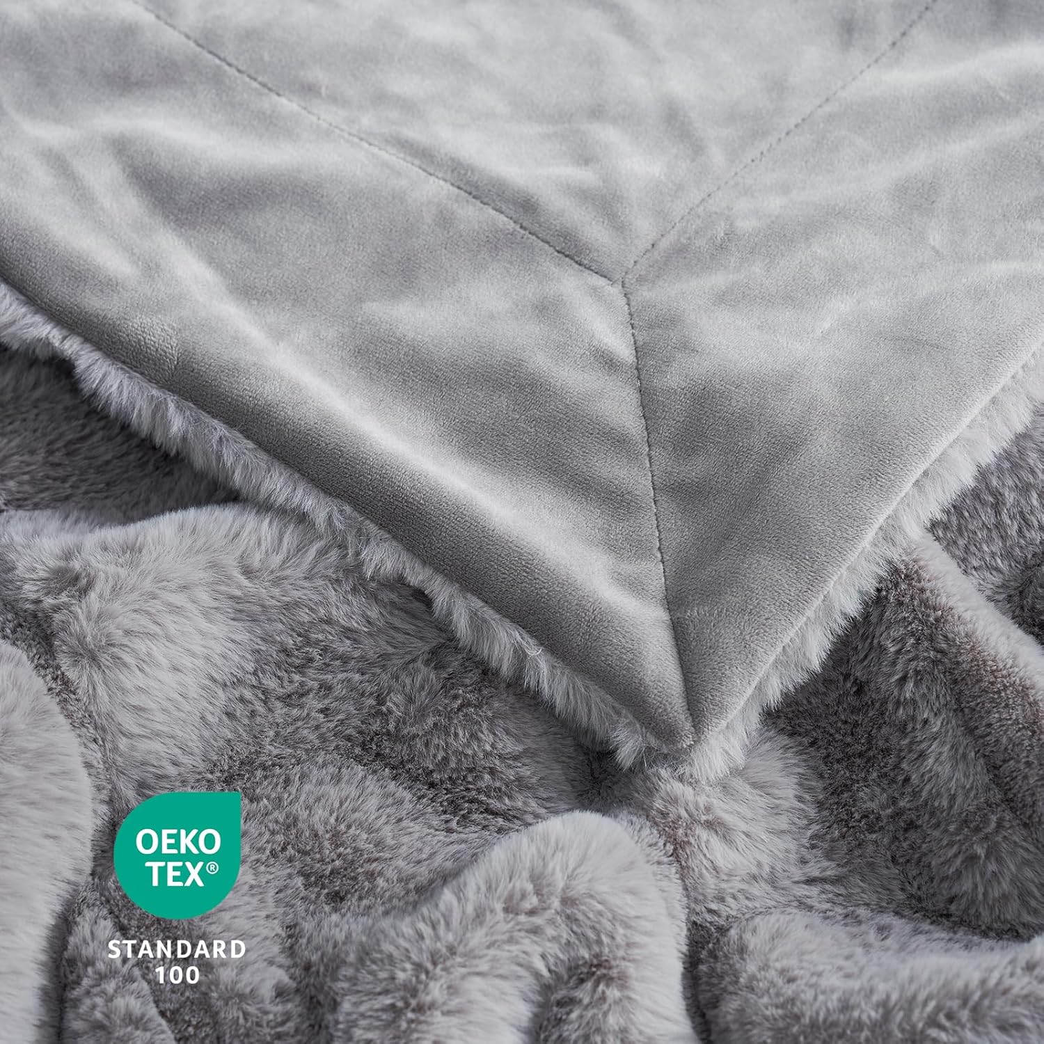 Cozy Bliss Faux Fur Throw Blanket Grey