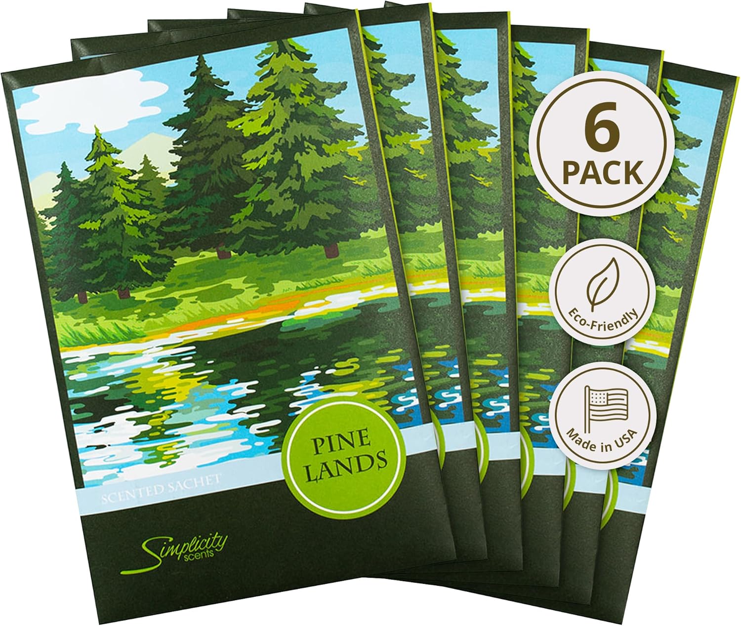 Simplicity Scents Pine Lands Scented Sachets 6 Pack