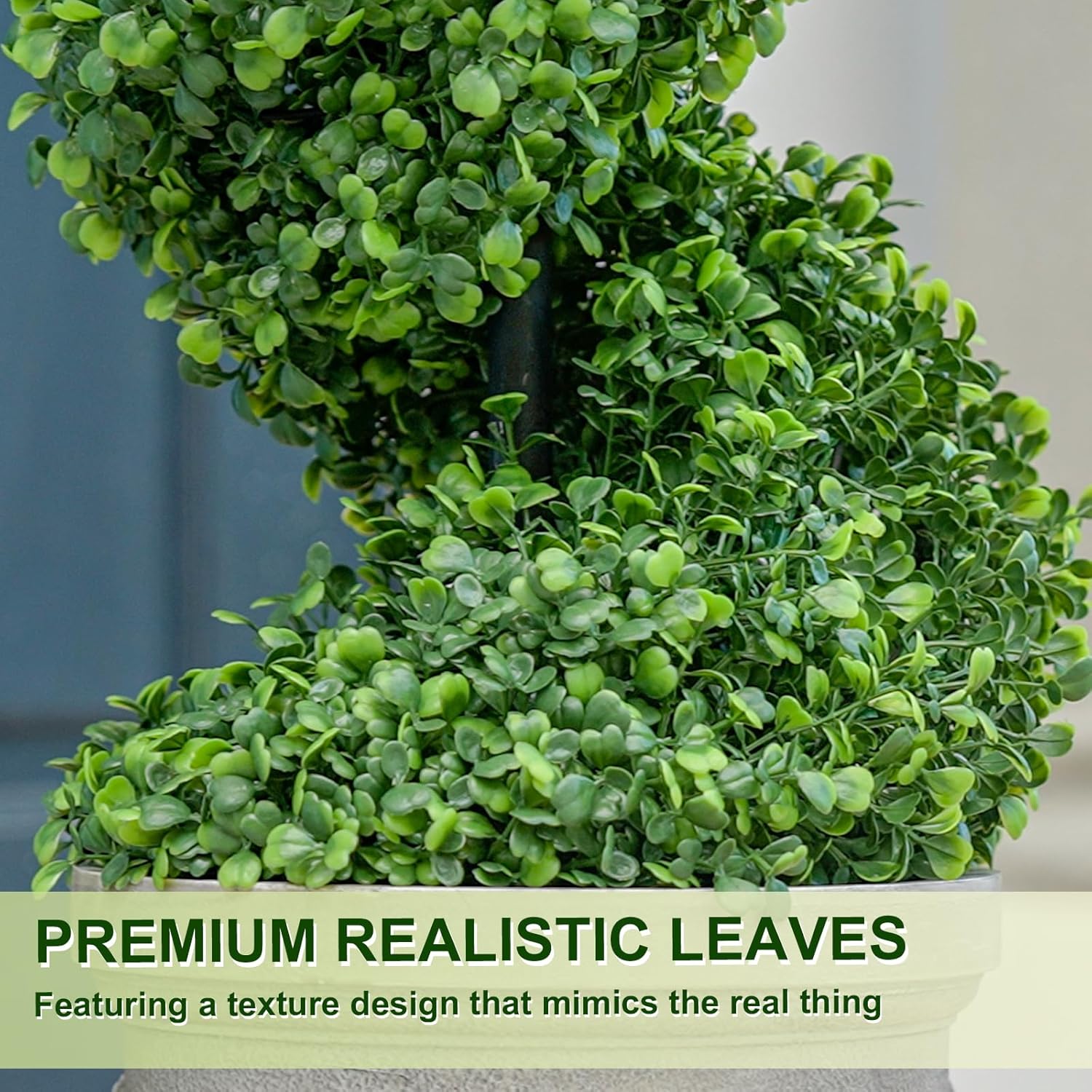 VIVATREES 3FT Spiral Boxwood Topiary Trees with Planter 2 Pack