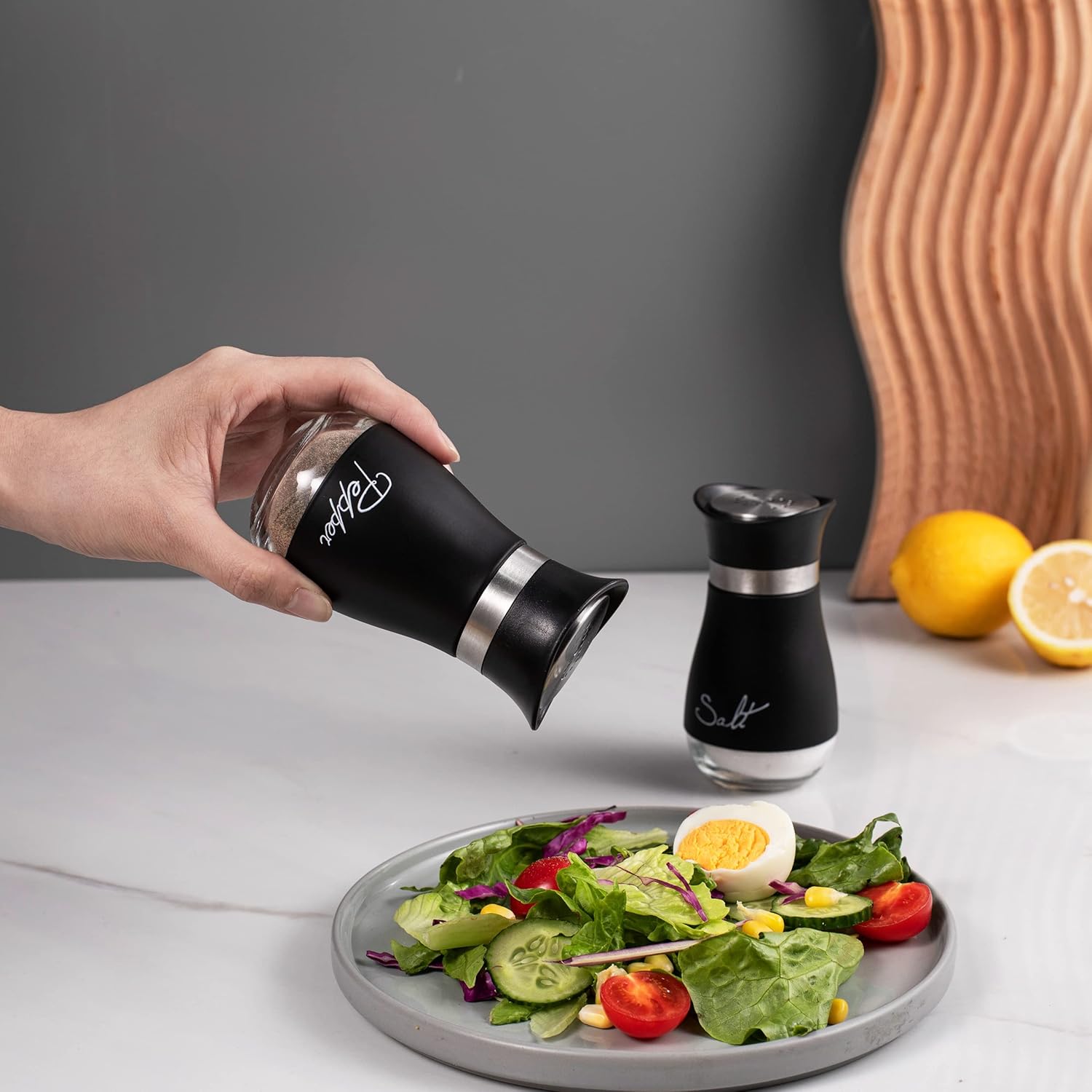 Lonffery Salt and Pepper Shakers Set of 2 Black