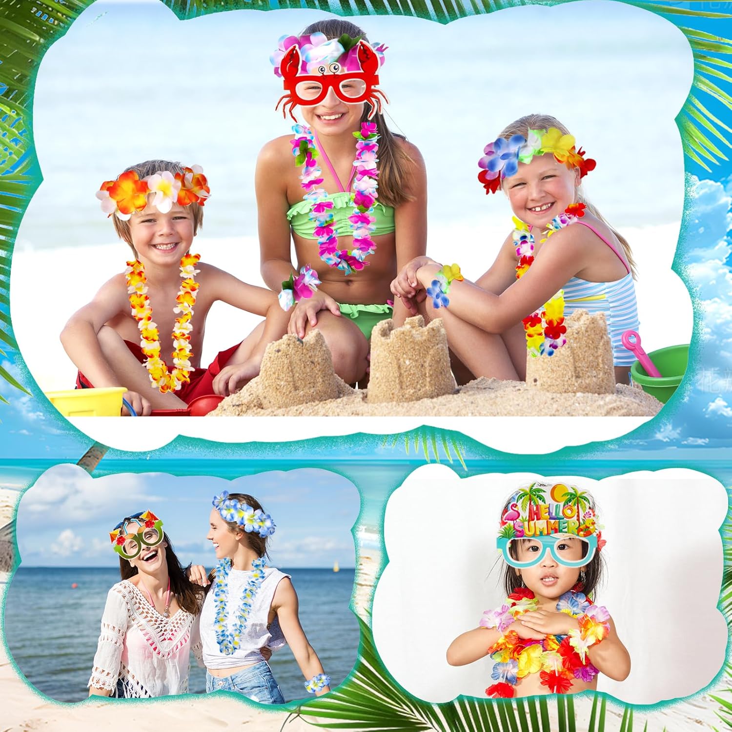 Atonofun 80 PCS Hawaiian Party Decor Accessory Pack