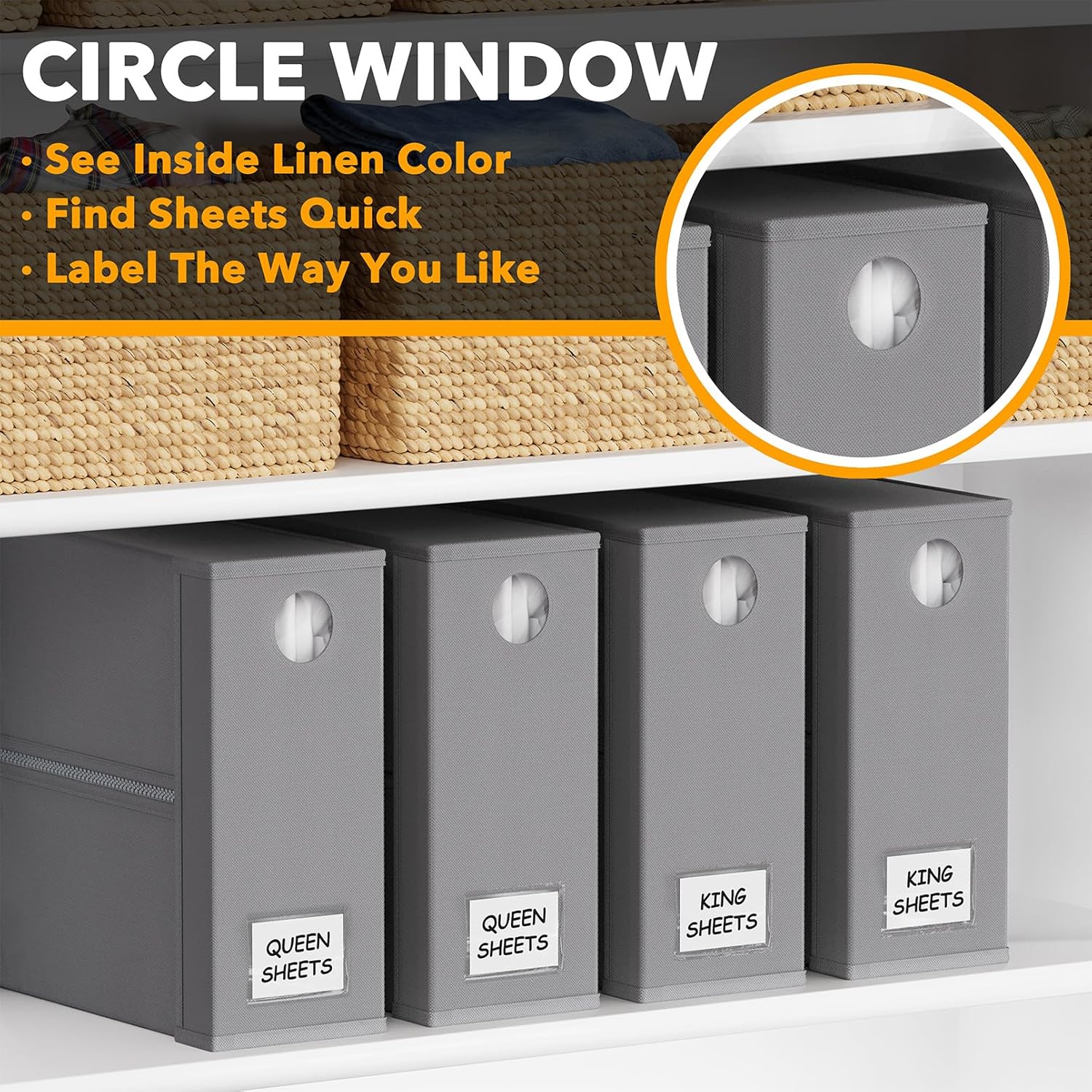 SpaceAid 4 Pack Sheet Organizers Storage Container Gray