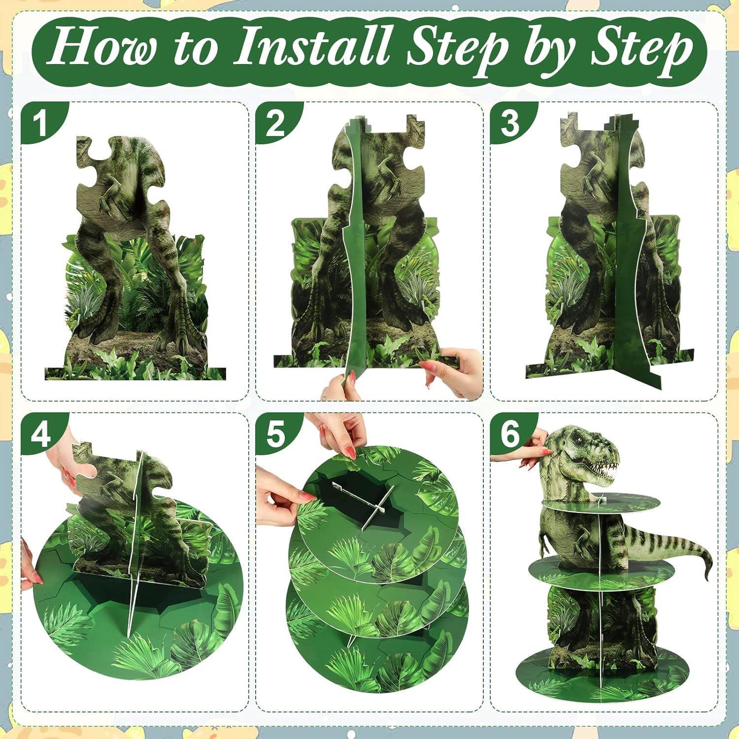 Censen 3 Tier Dinosaur Cupcake Stand Decorations