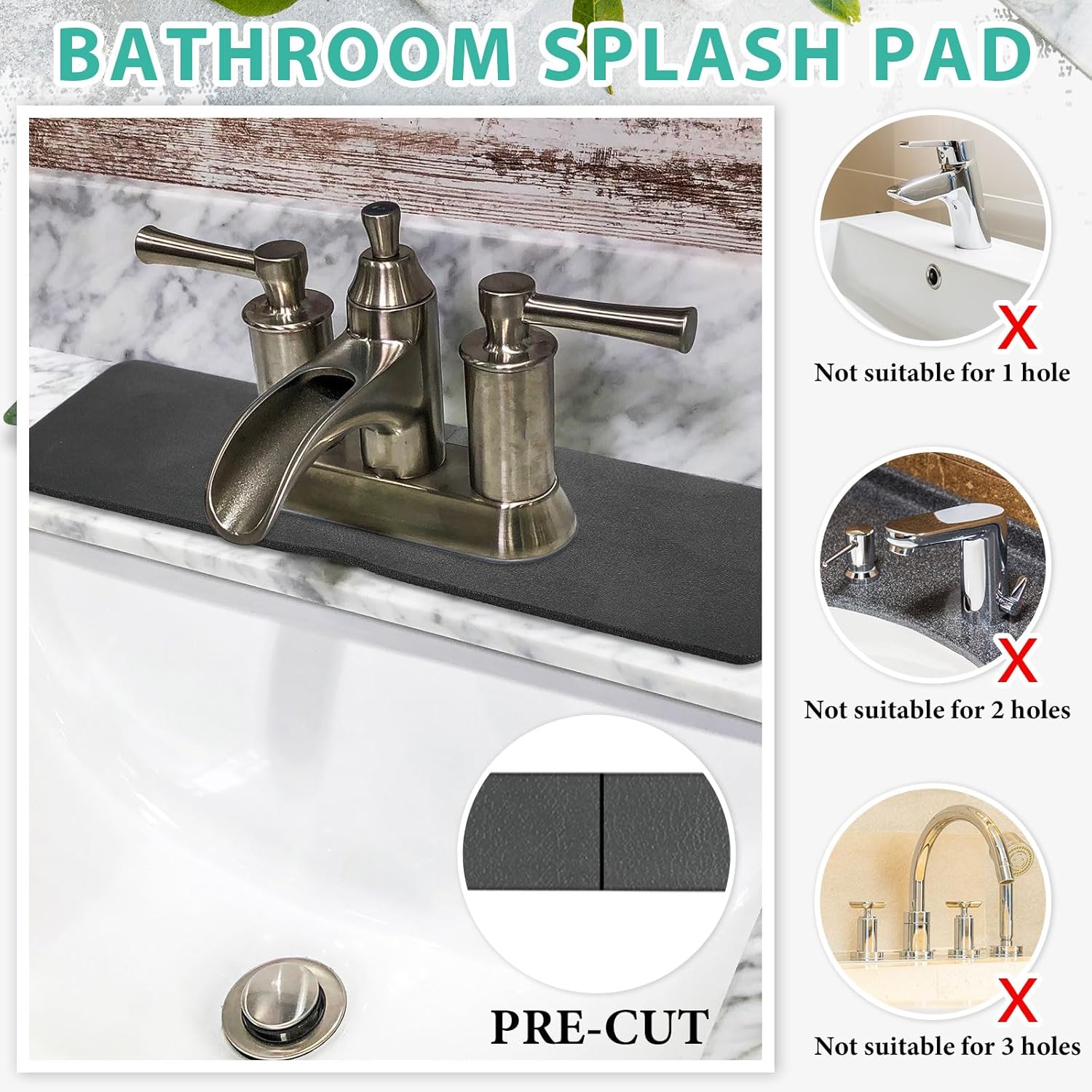 Tioncy 2 Pcs Faucet Mat Splash Guard for Kitchen Sink and Bathroom