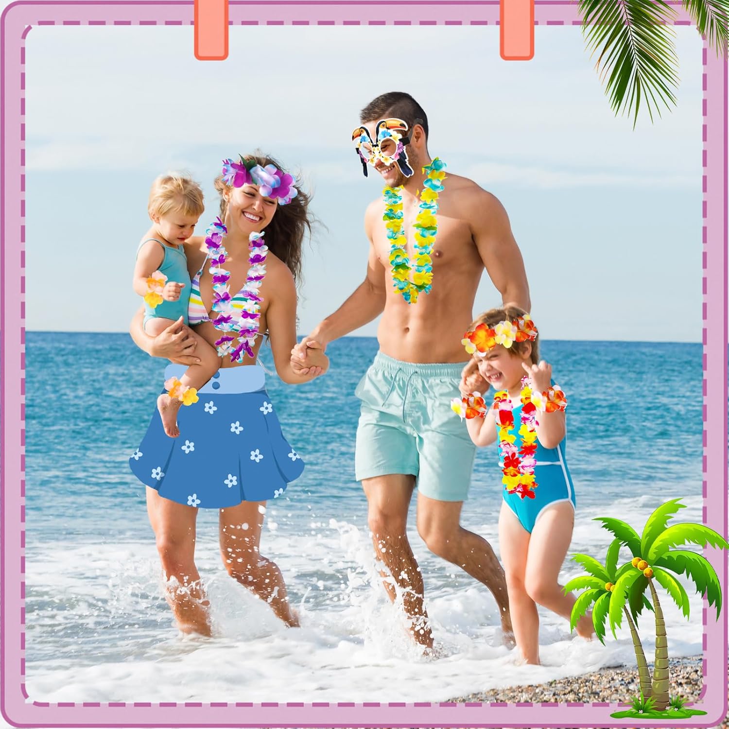 Atonofun 80 PCS Hawaiian Party Decor Accessory Pack