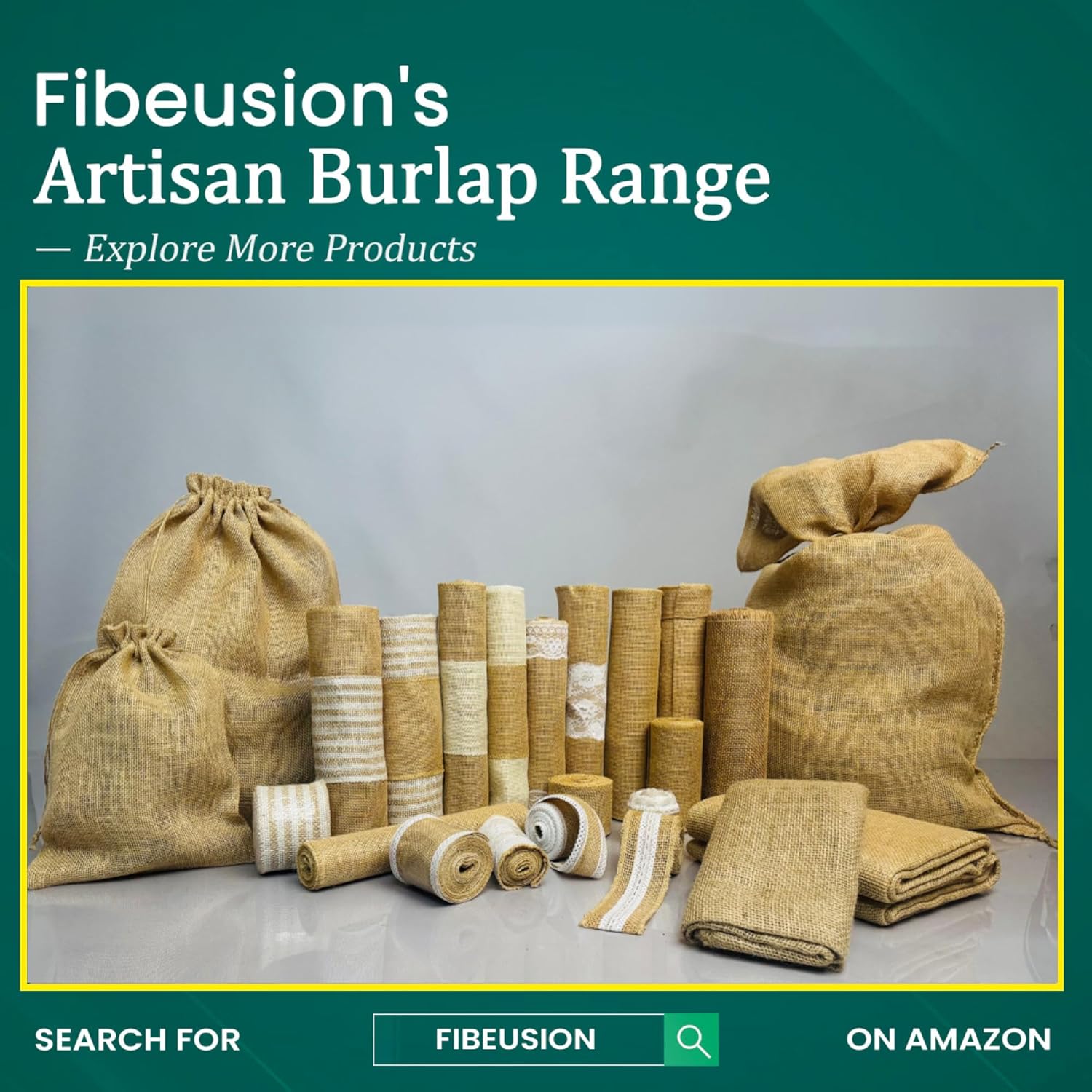 FIBEUSION Burlap Table Runner 6 Inch x 30 Ft