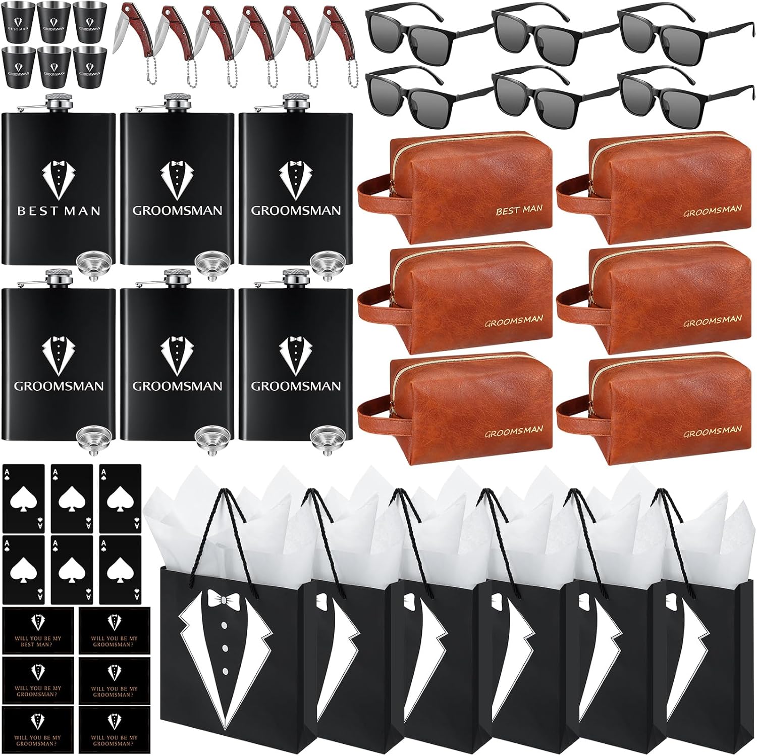 Rigibright 60Pcs Groomsmen Gifts Set of 6