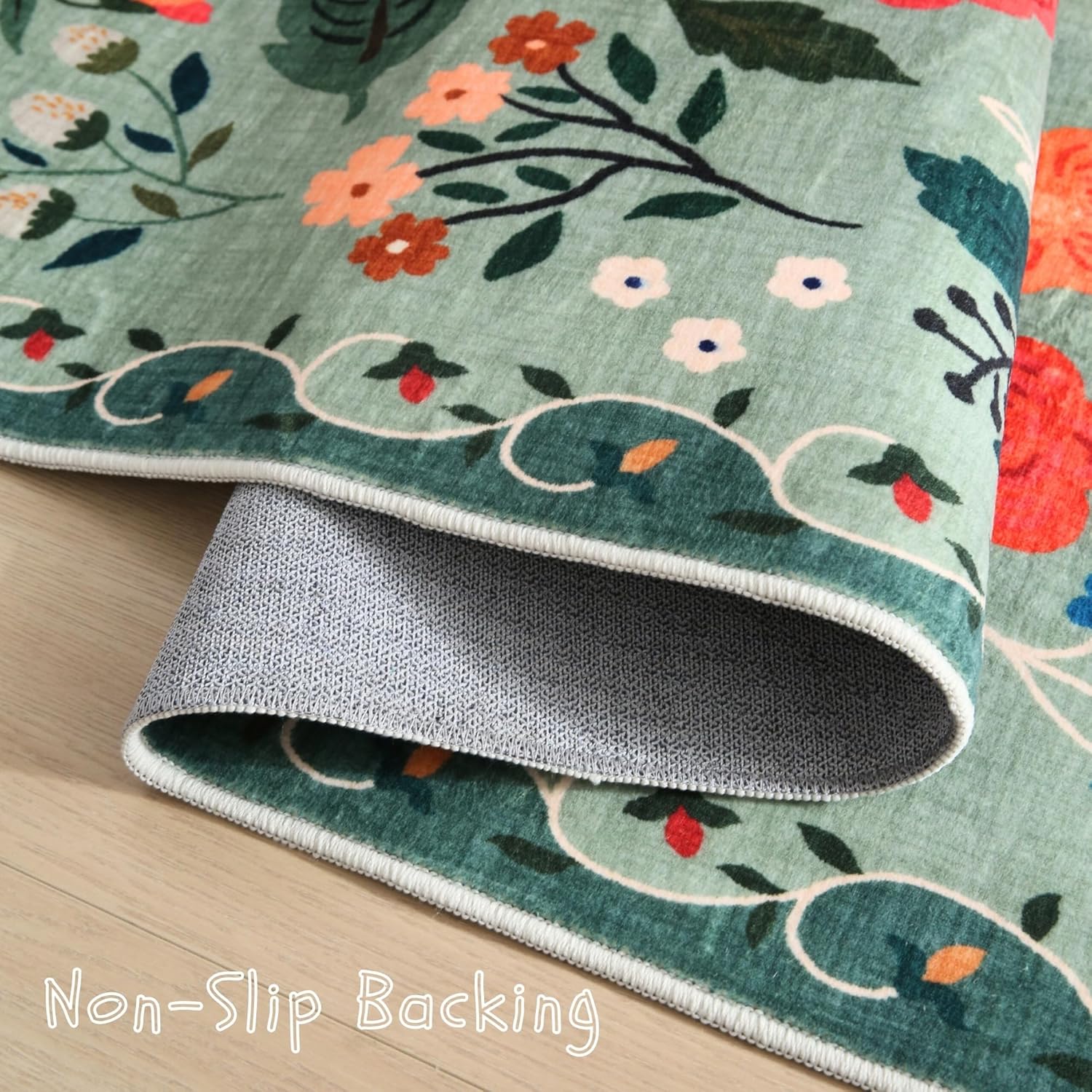 Rugcomf Soft Floral Runner Rug with Non-Slip Rubber Backing