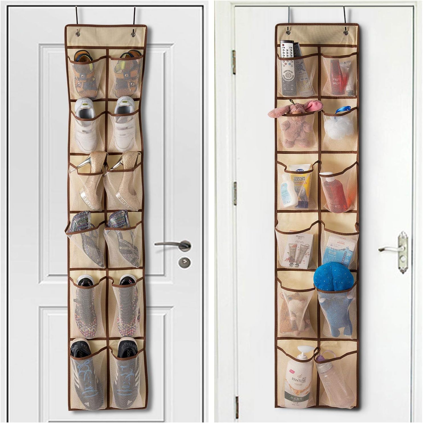 KEEPJOY Hanging Shoe Organizer 12 Pockets Beige