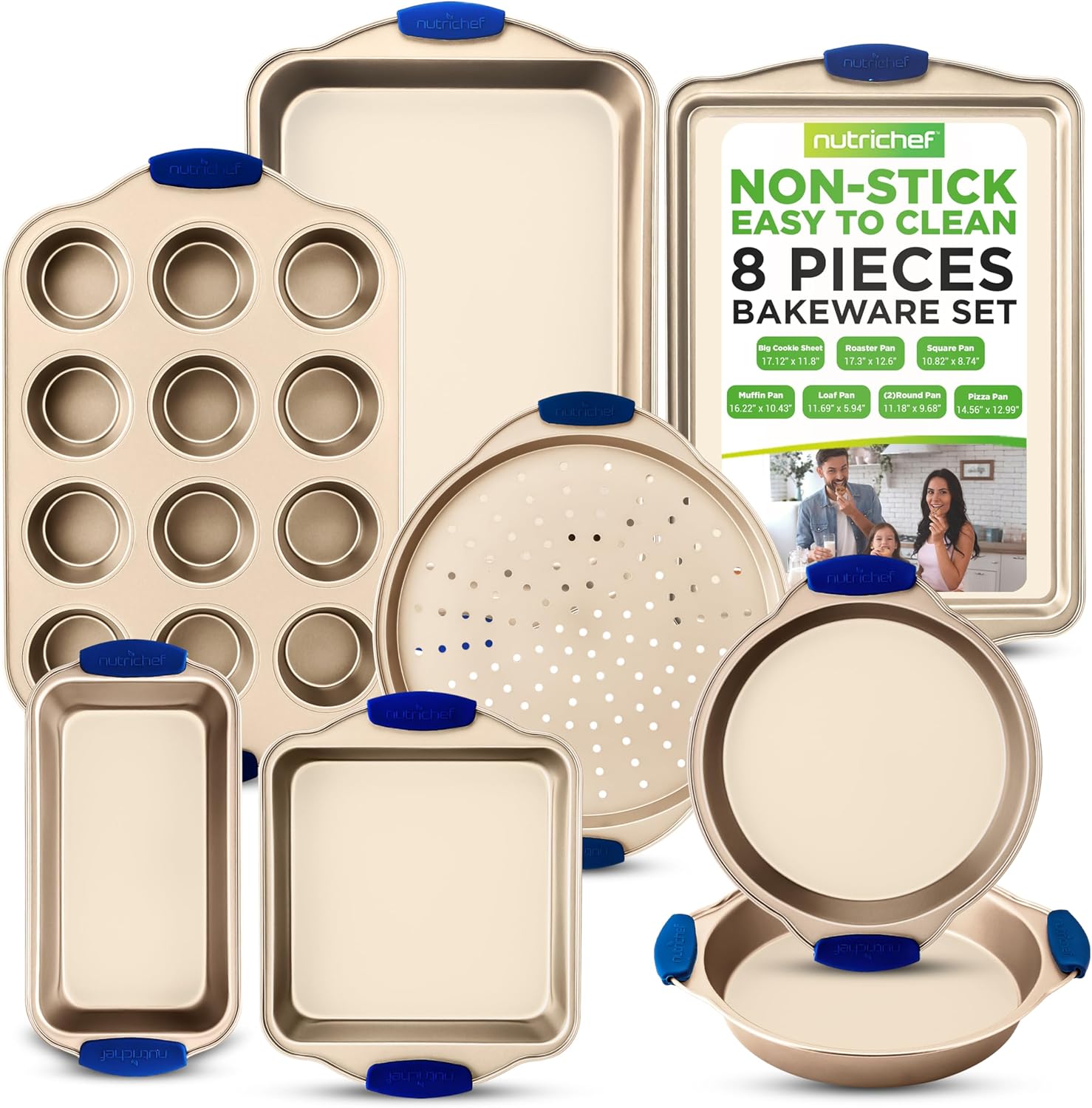 NutriChef 8-Piece Nonstick Bakeware Set