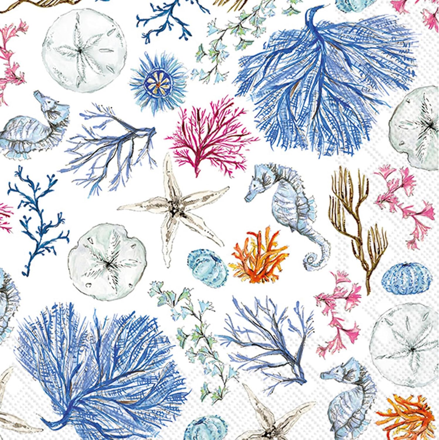 Ihr Ideal Home Cocktail Napkins 5x5 Blue Coastal 20 Count