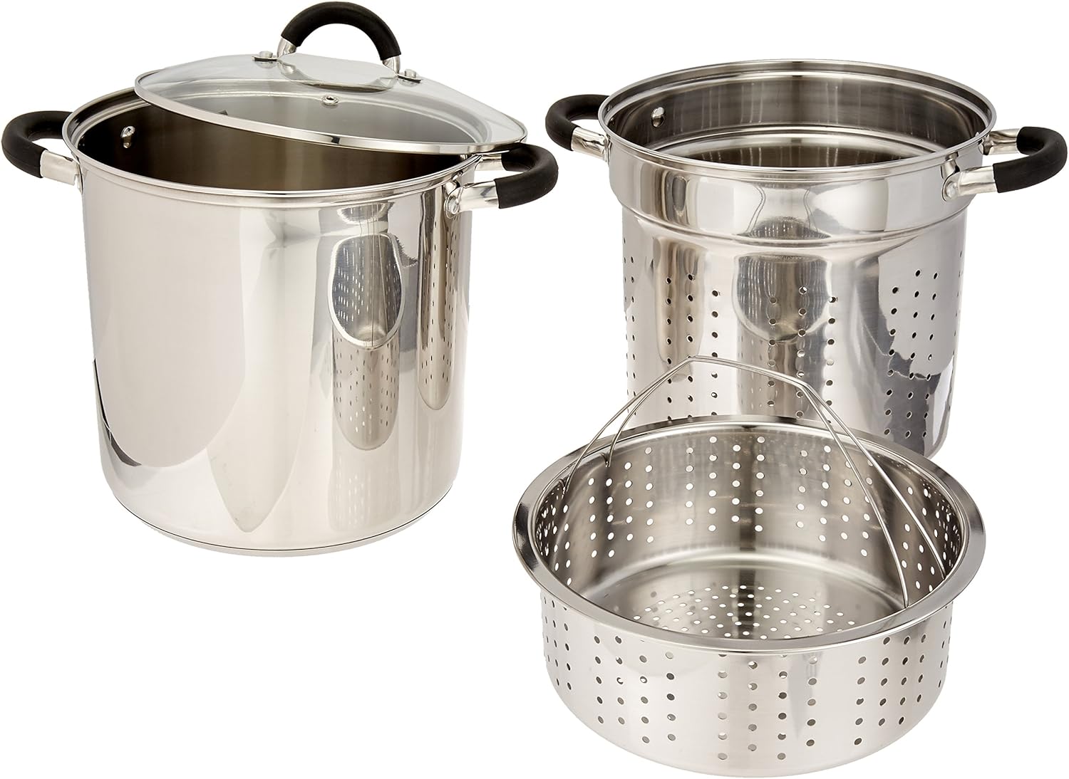 ExcelSteel 12 Qt Multifunction Pasta Cooker with Encapsulated Base and Vented Lid