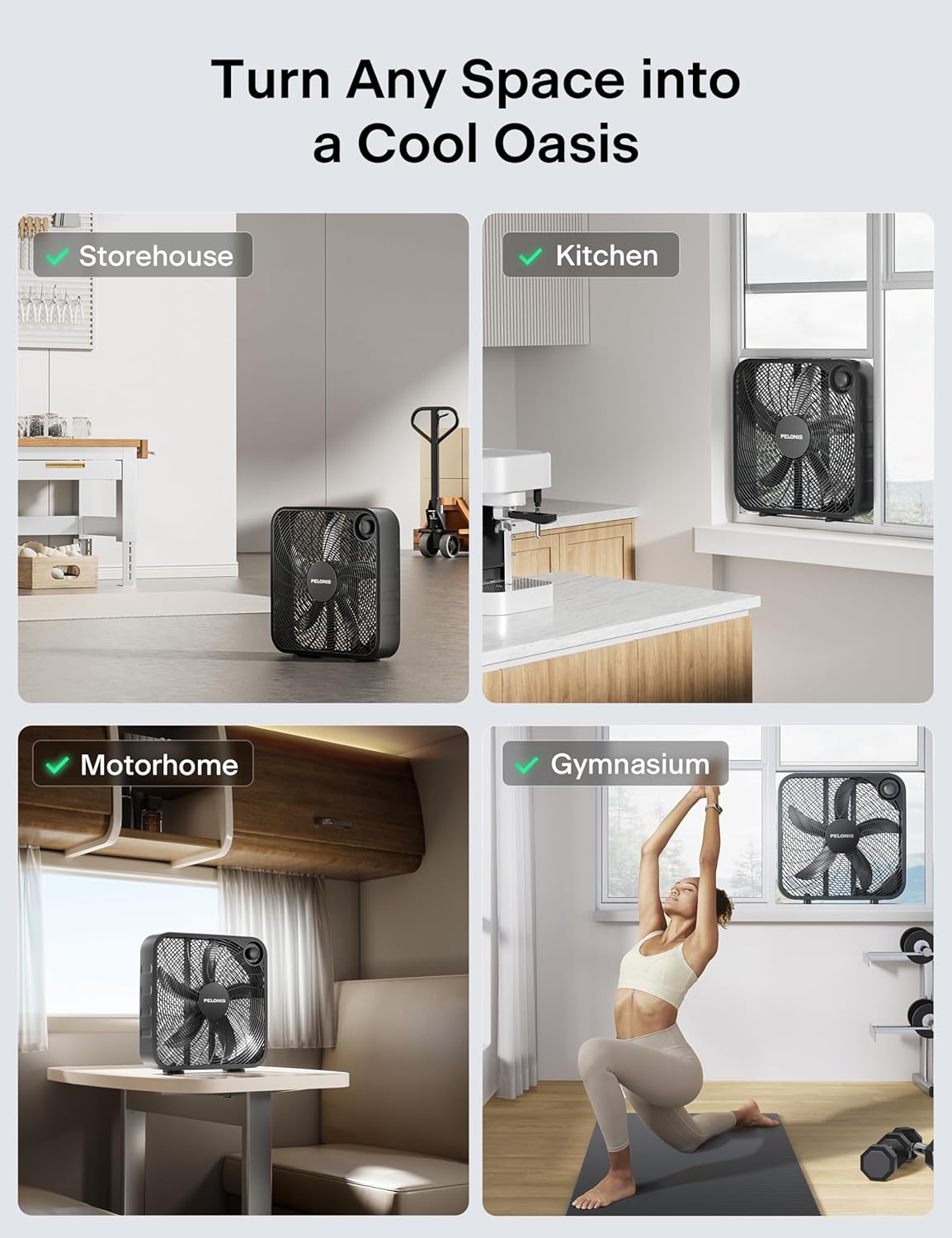 PELONIS 20 Inch Box Fan with 3 Speeds and 25fts Airflow