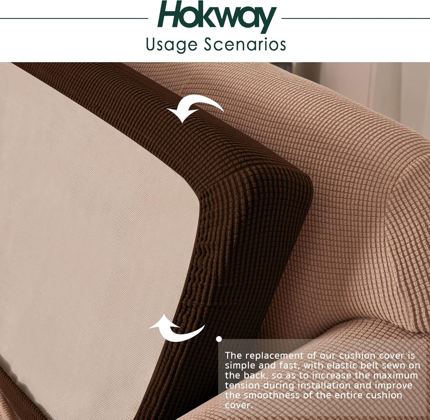 Hokway Stretch Couch Cushion Slipcovers Reversible Set