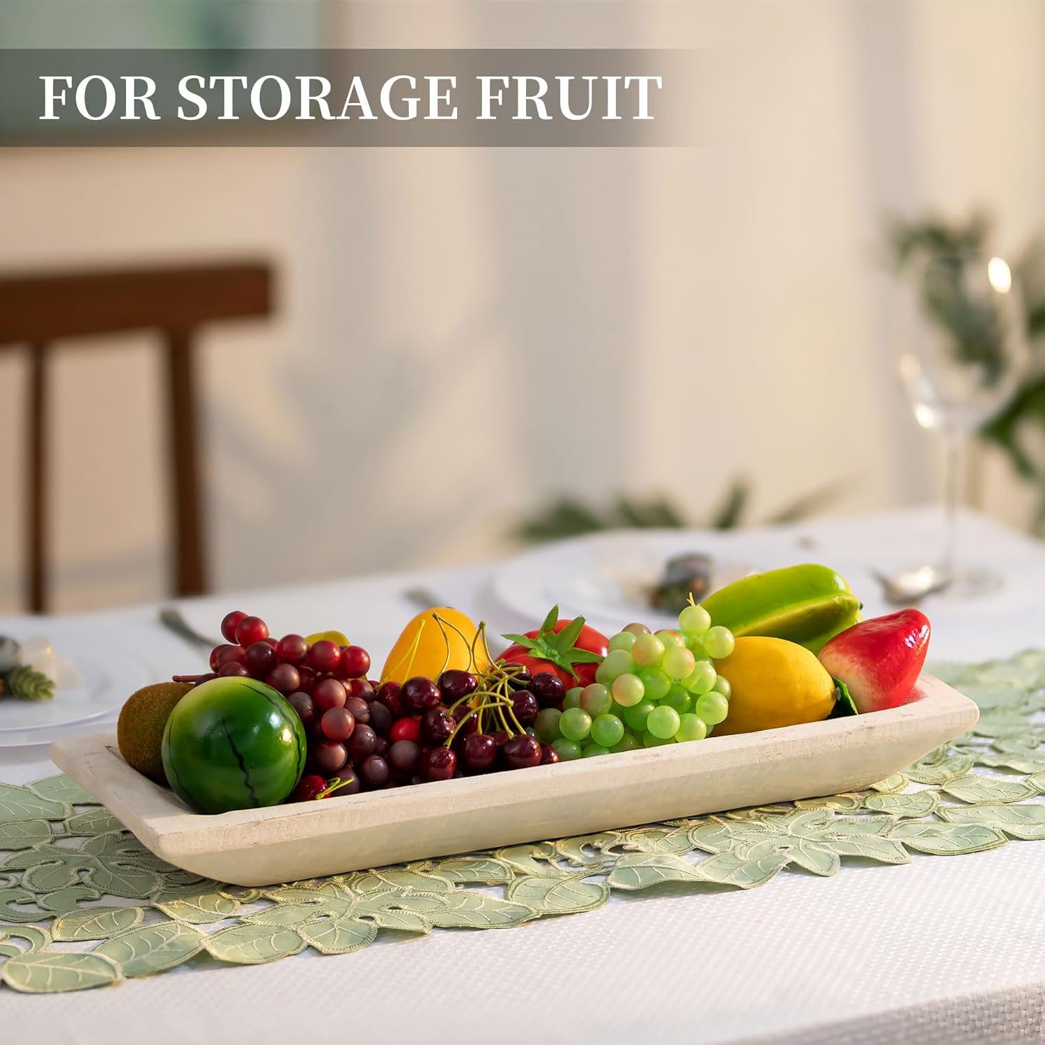 Hanobe Decorative Wood Dough Bowl for Centerpieces