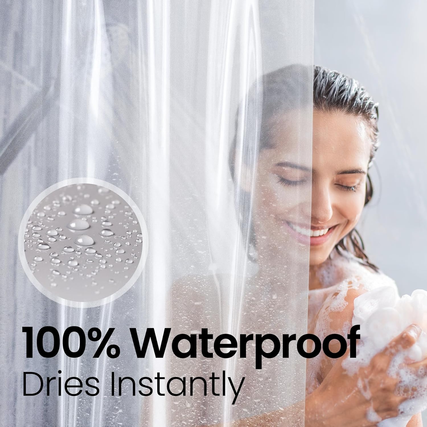 LiBa Waterproof Shower Curtain Clear 72x72 PEVA Non-Toxic