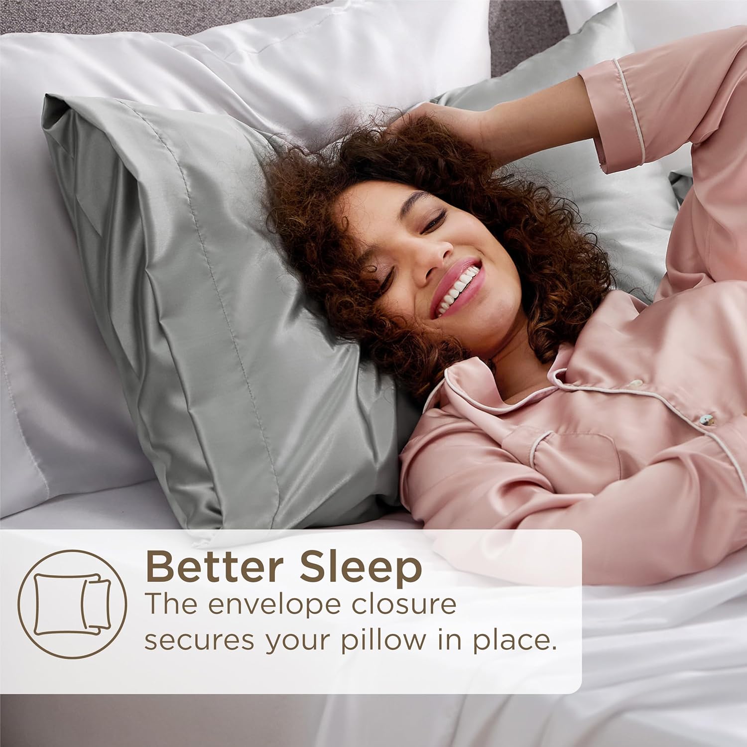 Bedsure Satin Pillowcases Set of 2 Queen Size Silver Grey
