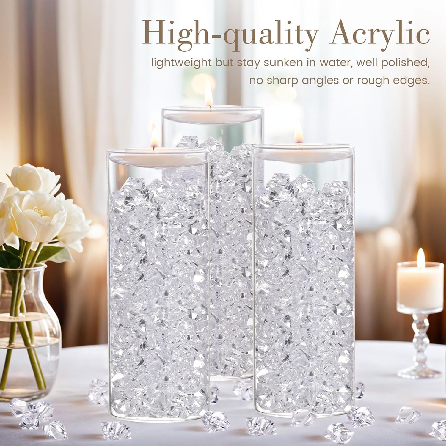 DomeStar Fake Ice 150PCS Acrylic Rocks Vase Fillers