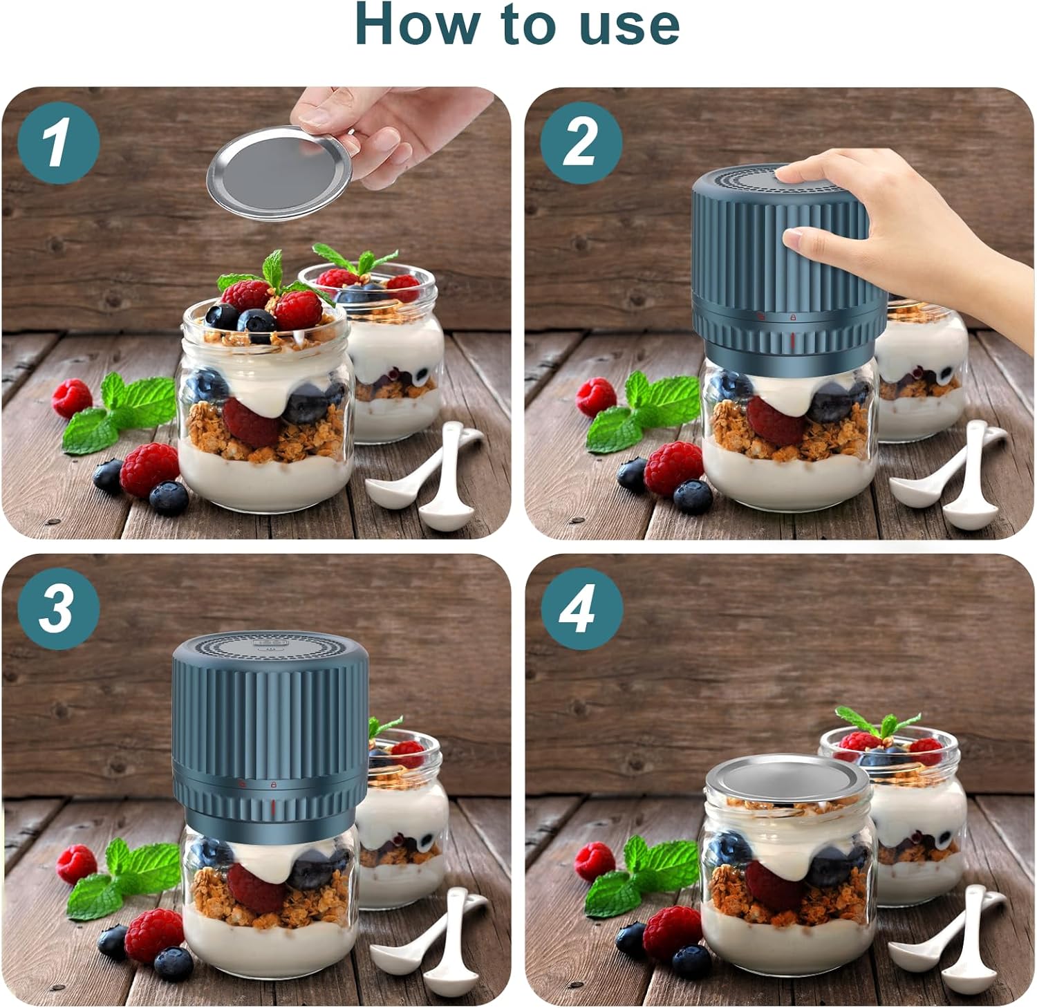 UNERVER M12 One-Button Auto Stop Vacuum Sealer for Mason Jars