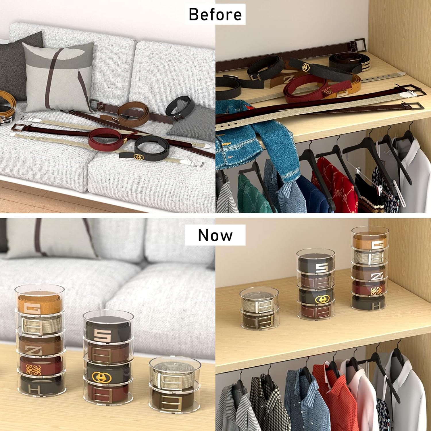 FEMELI Belt Organizer with 5 Layers and Acrylic Display Case