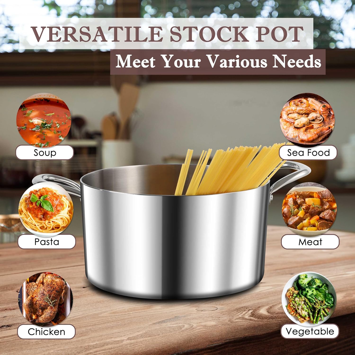 Herogo 6 Quart Stainless Steel Stock Pot with Lid