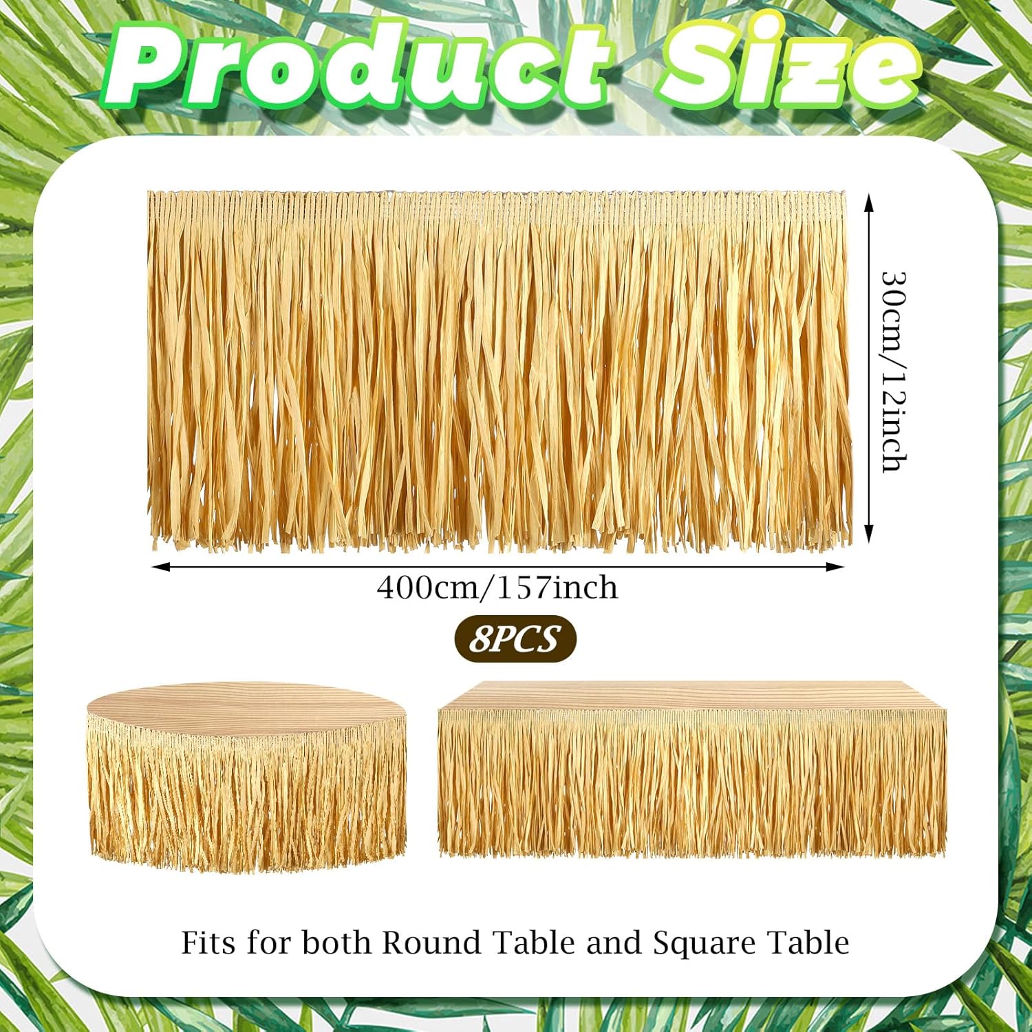 Mixweer 105 Ft Raffia Grass Table Skirt for Hawaiian Party