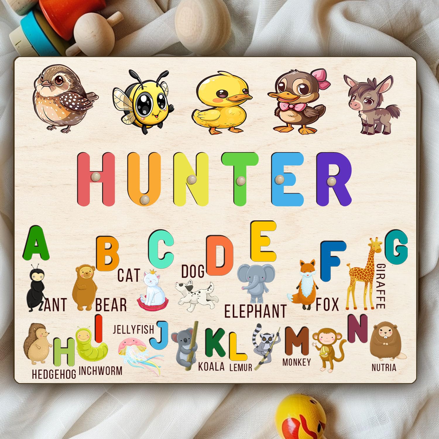 Personalized Wooden Name Puzzle for Baby Boy and Girl