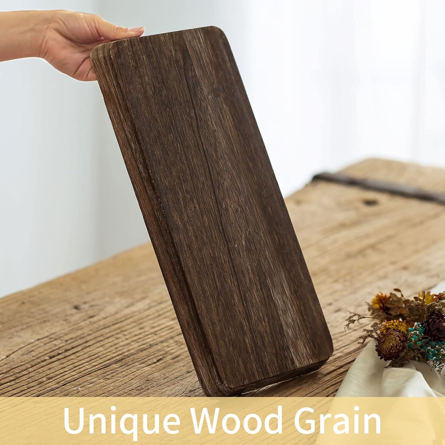 Romadedi Wooden Candle Holder Tray - Rustic Decorative Serving Platter